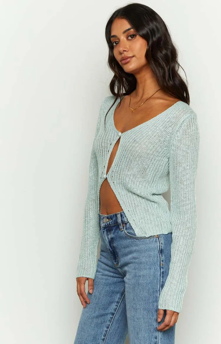 Abeila Blue Long Sleeve Knit Top