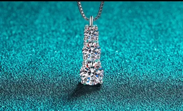 Accessories - Moissanite Solid 925 Sterling Silver Necklace