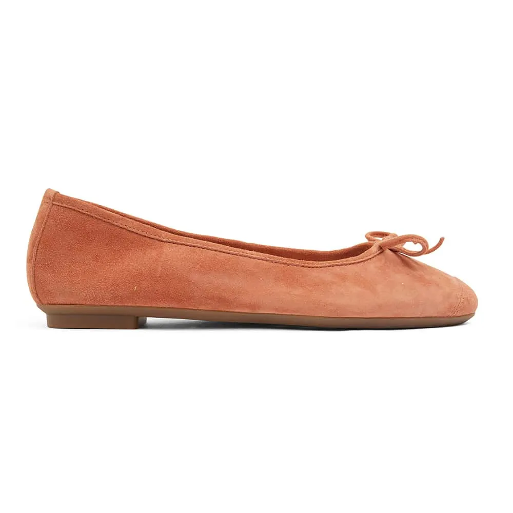 Alexa Flat in Orange Suede