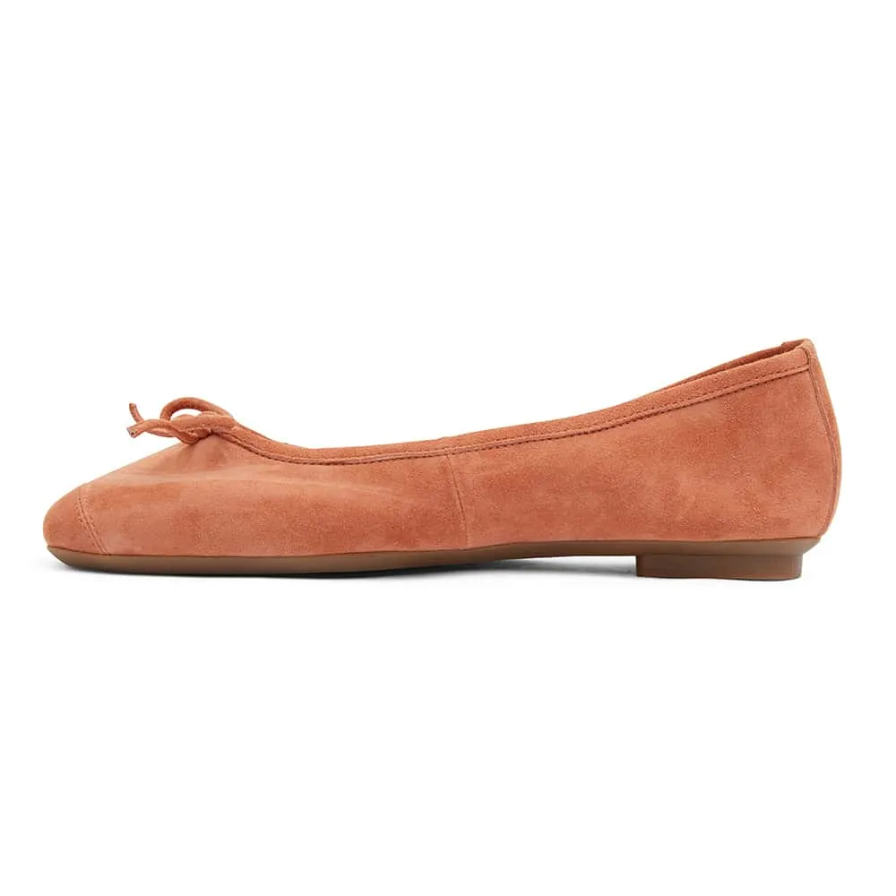 Alexa Flat in Orange Suede