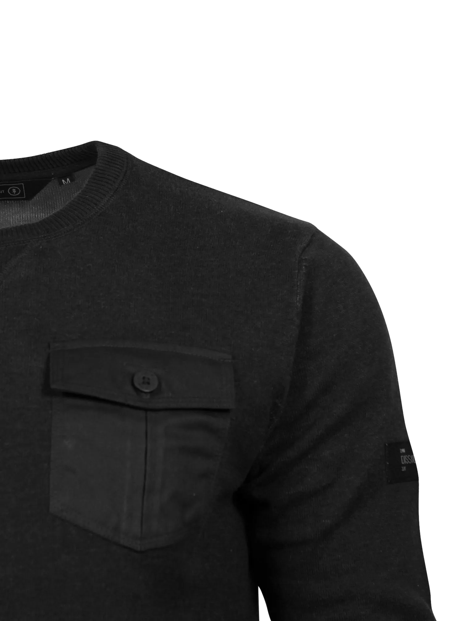 Aluminium Knitted Jumper with Pocket in Black - Dissident