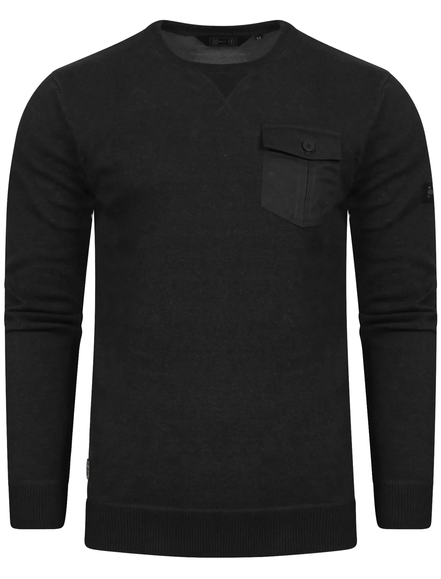 Aluminium Knitted Jumper with Pocket in Black - Dissident