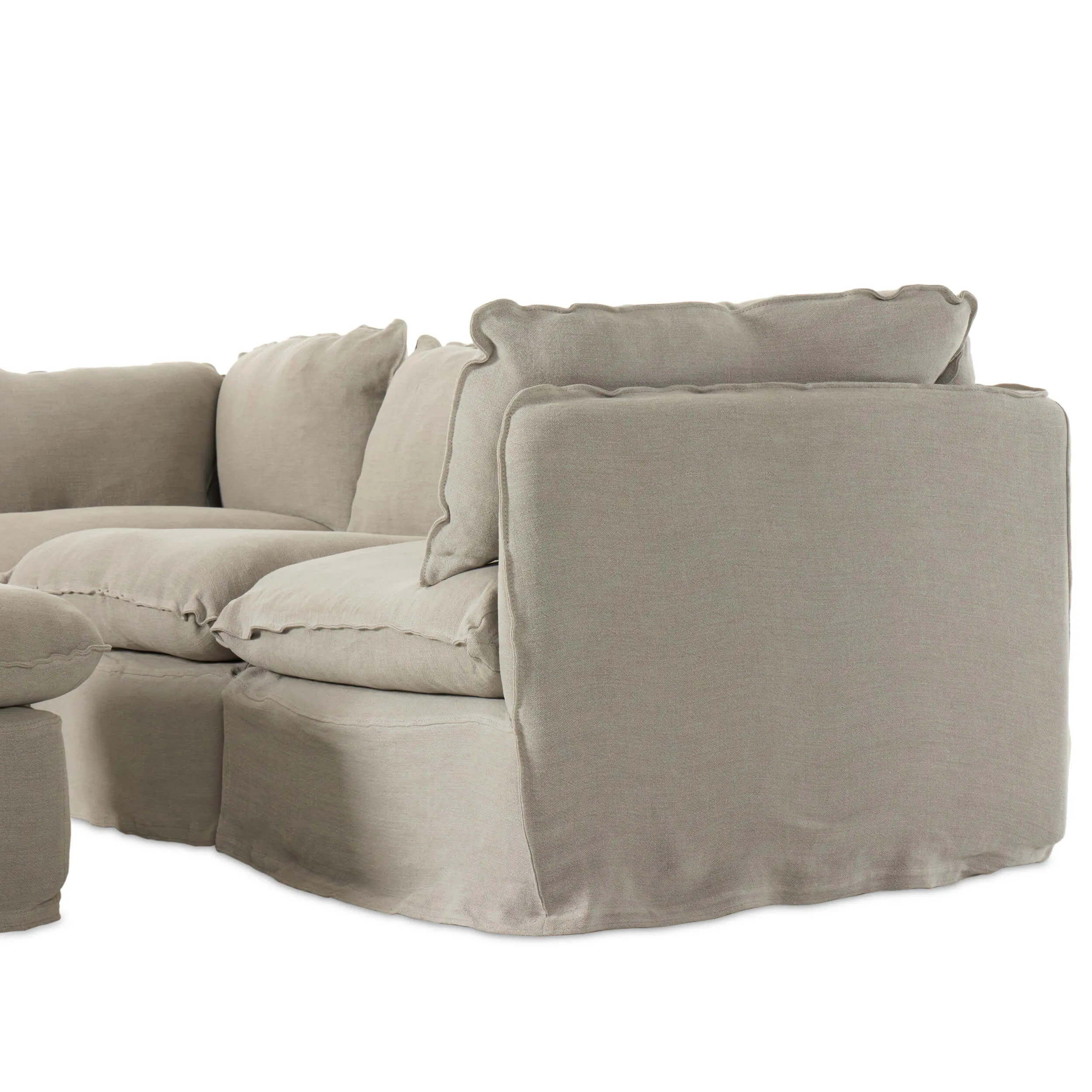 Andre Slipcover 5-Piece Sectional w/ Ottoman, Broadway Stone