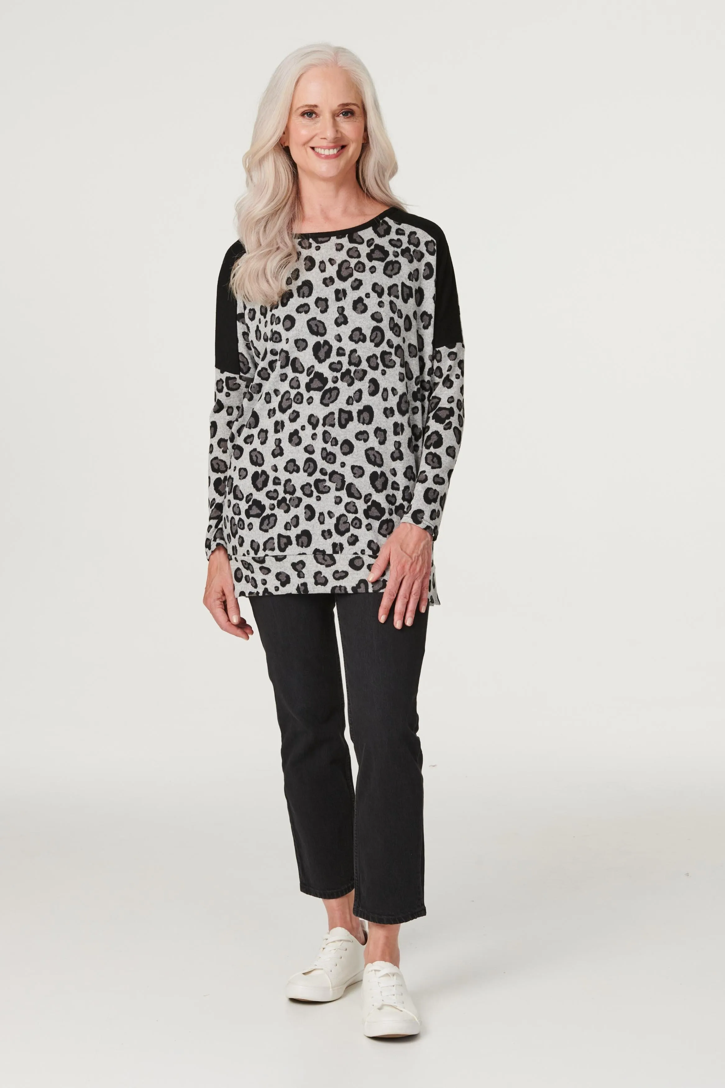 Animal Print Longline Jumper