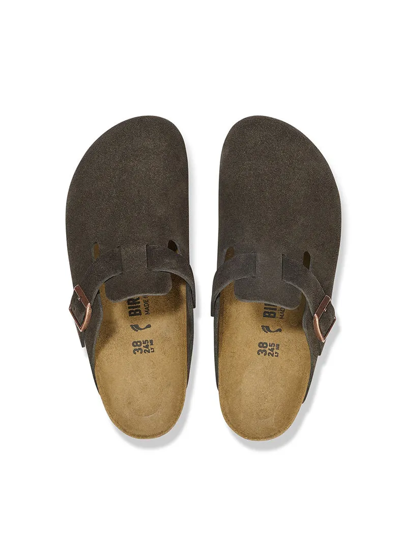 Birkenstock Womens Narrow Boston Suede Leather Mocca