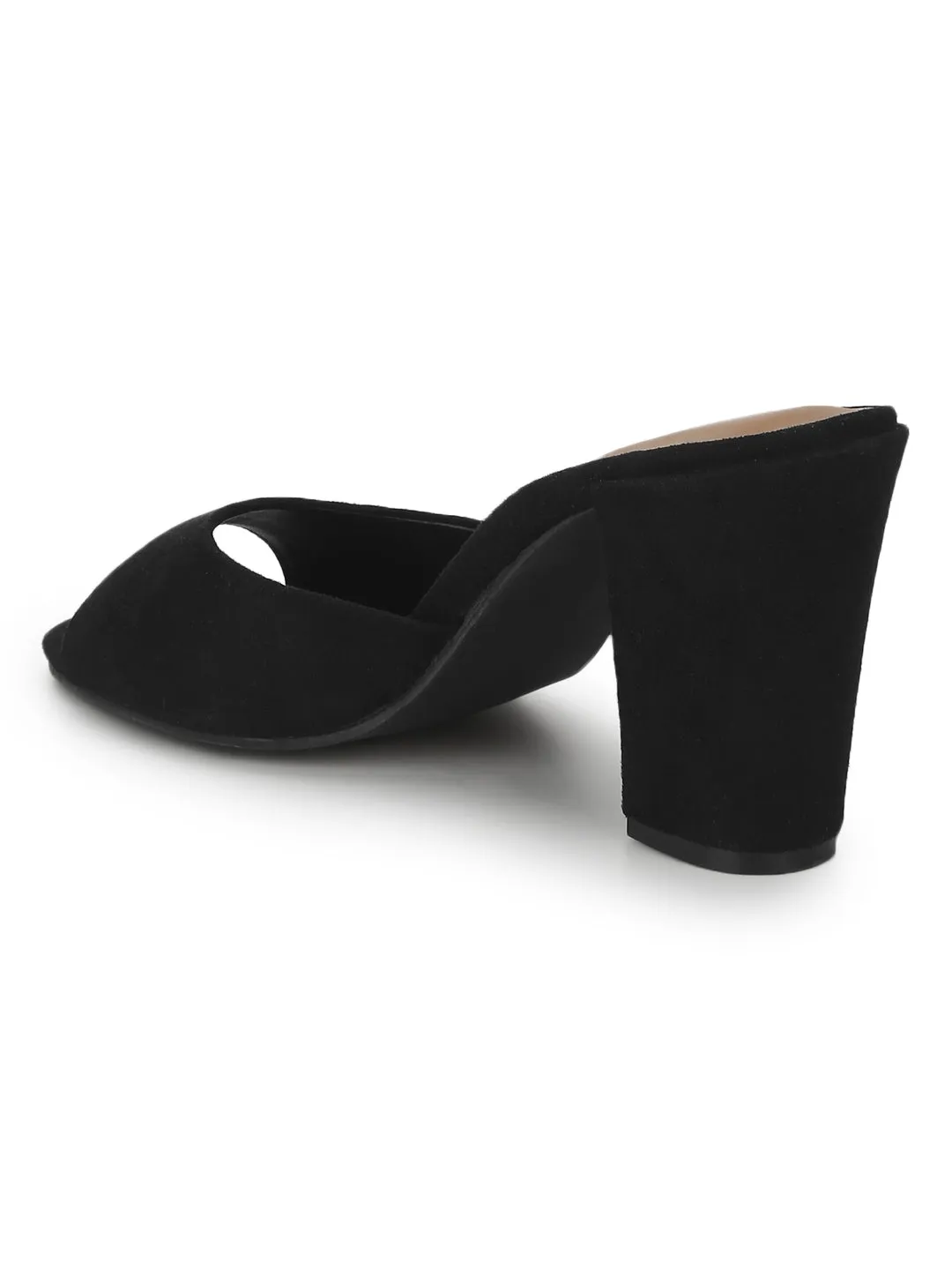 Black Micro Peep Toe Mules