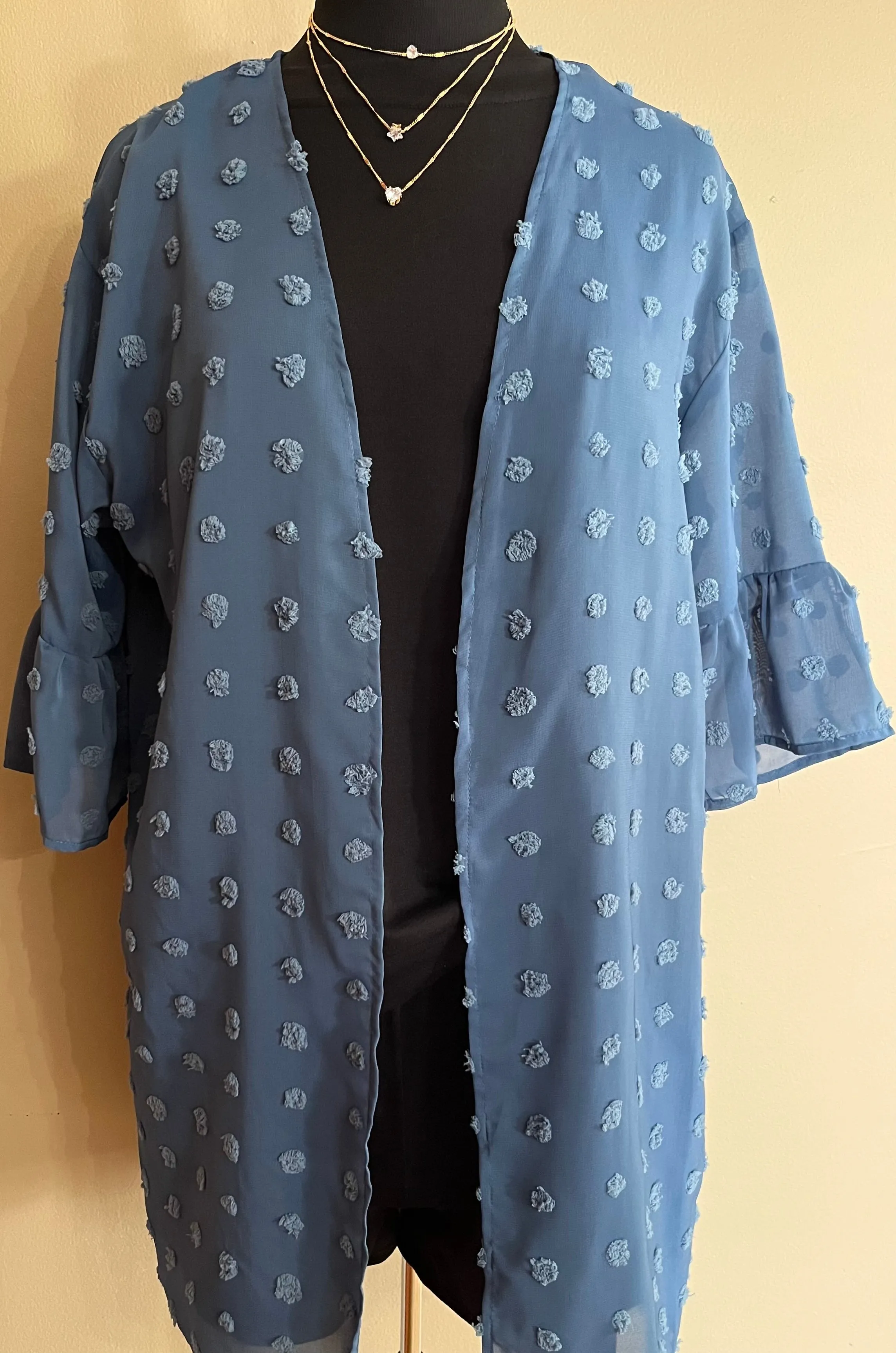 Cardigan & Jackets- Blue Swiss Dot