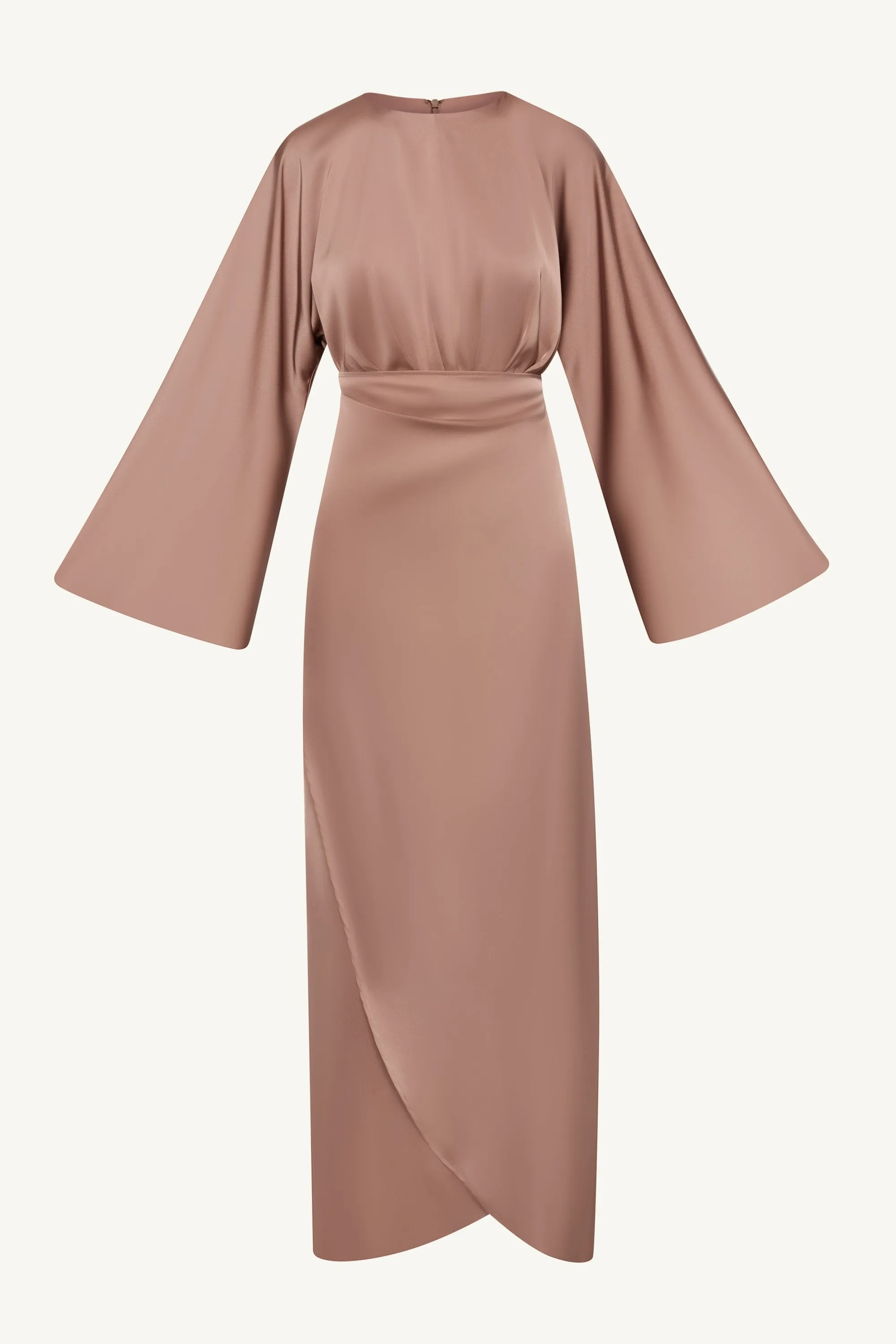 Cedra Satin Wrap Maxi Dress - Caffe