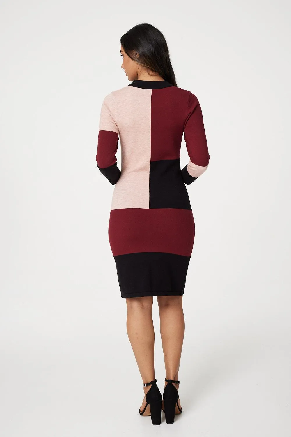 Colour Block Bodycon Knit Dress