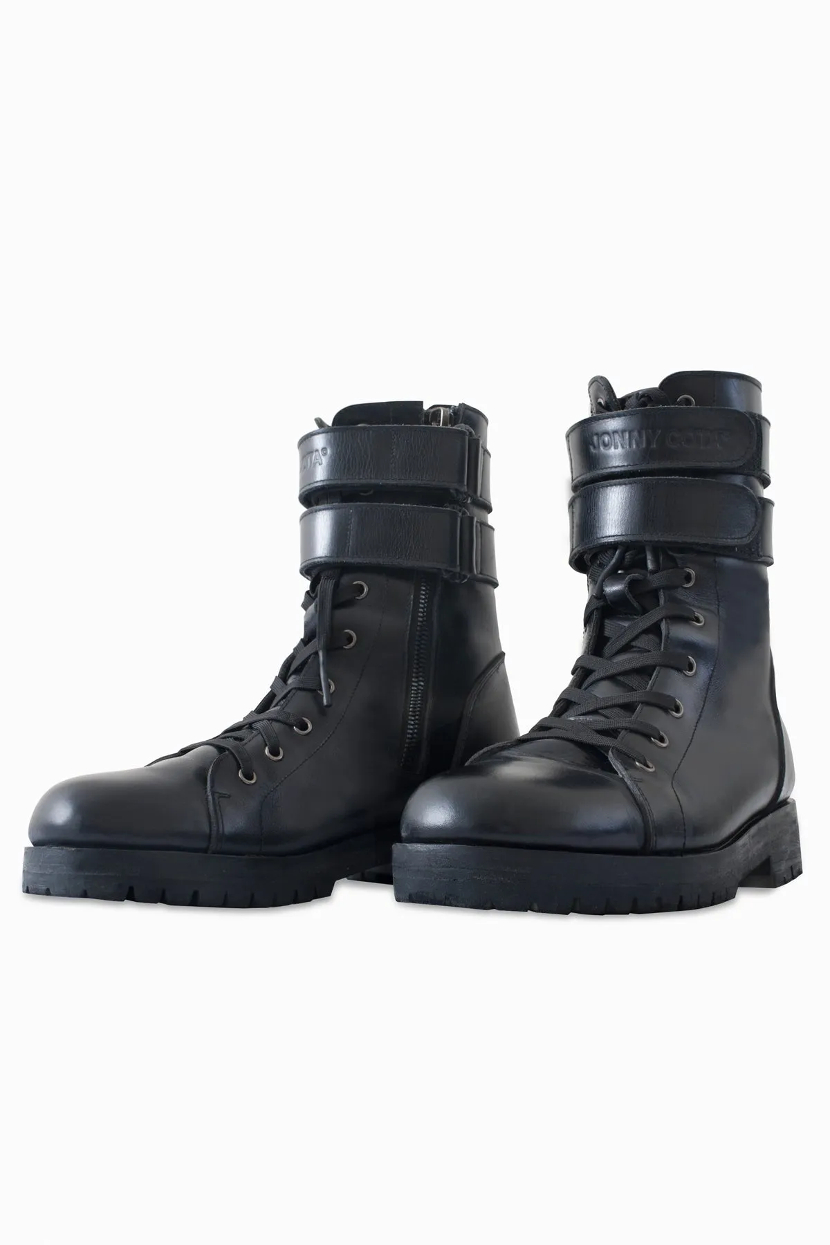 COMBAT BOOTS IN SHINY LEATHER