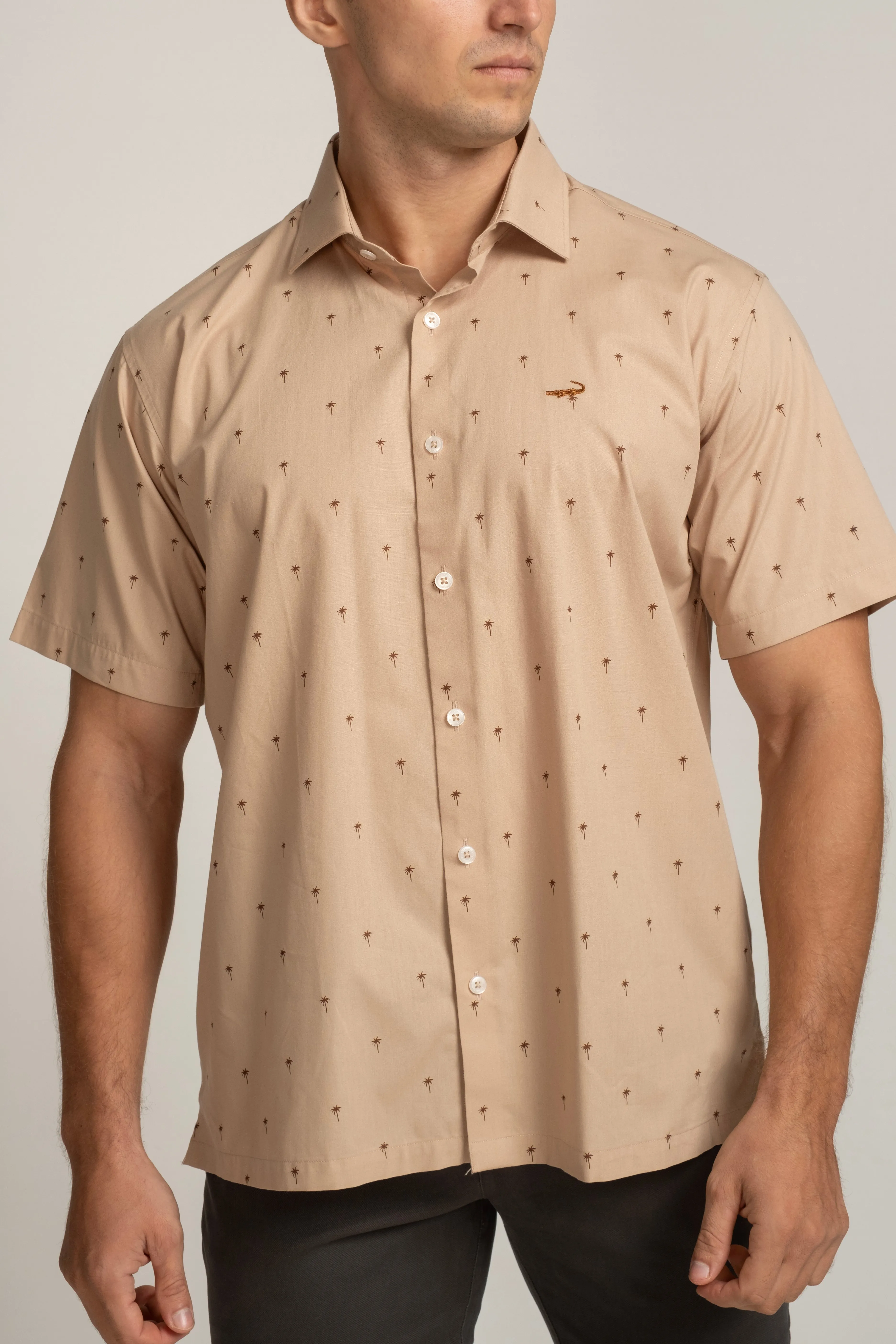 Crocodile Lesure Fit Semi Casual HS Shirt Tobacco Brown