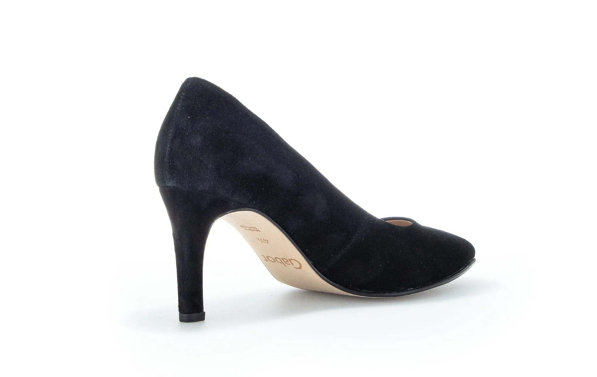 GABOR Black Suede Pointed Toe Court Shoe 38017