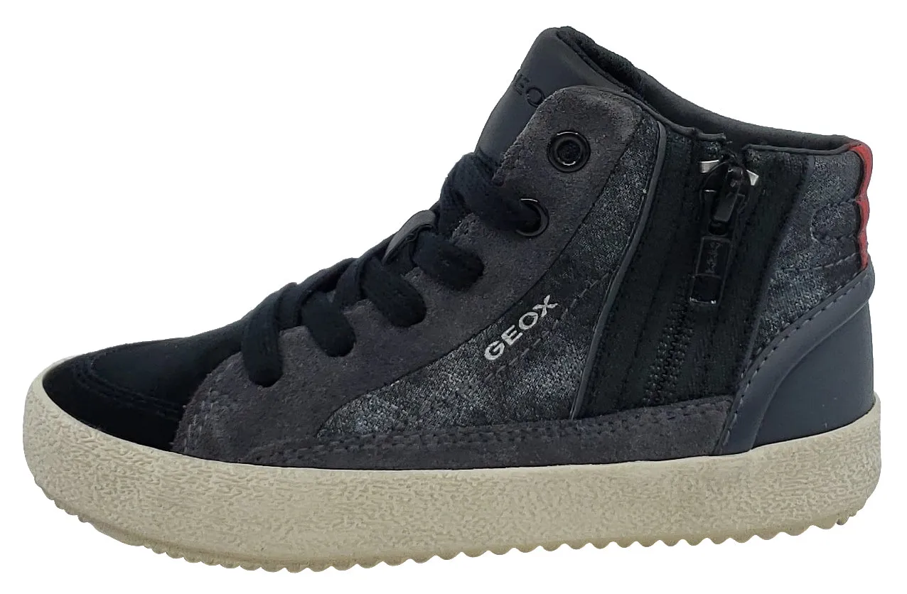 Geox Alonisso Suede Blue Black Hightop Junior for Boy's