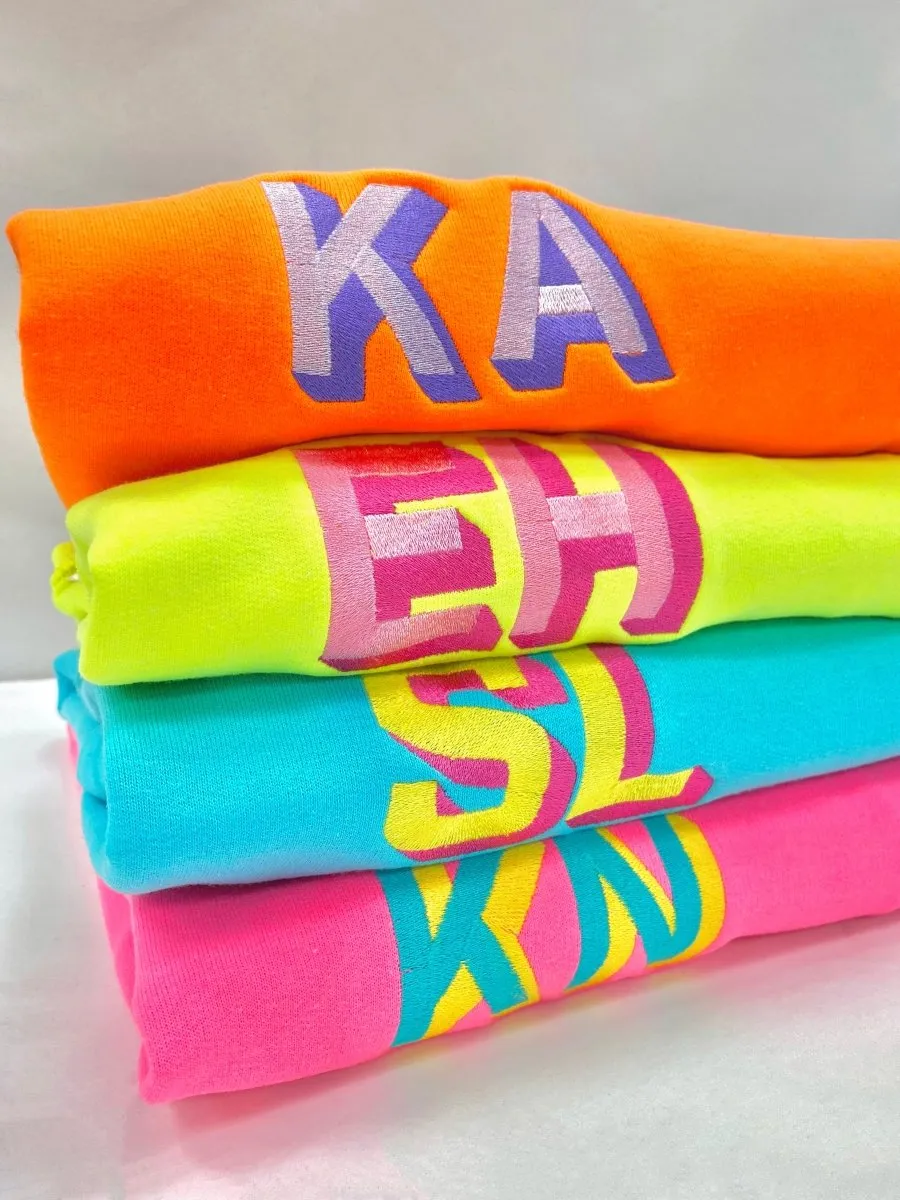 Initialed Shadow Block Neon Crewneck Sweatshirt