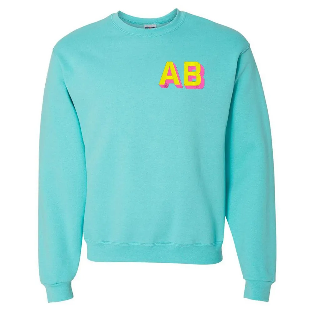 Initialed Shadow Block Neon Crewneck Sweatshirt