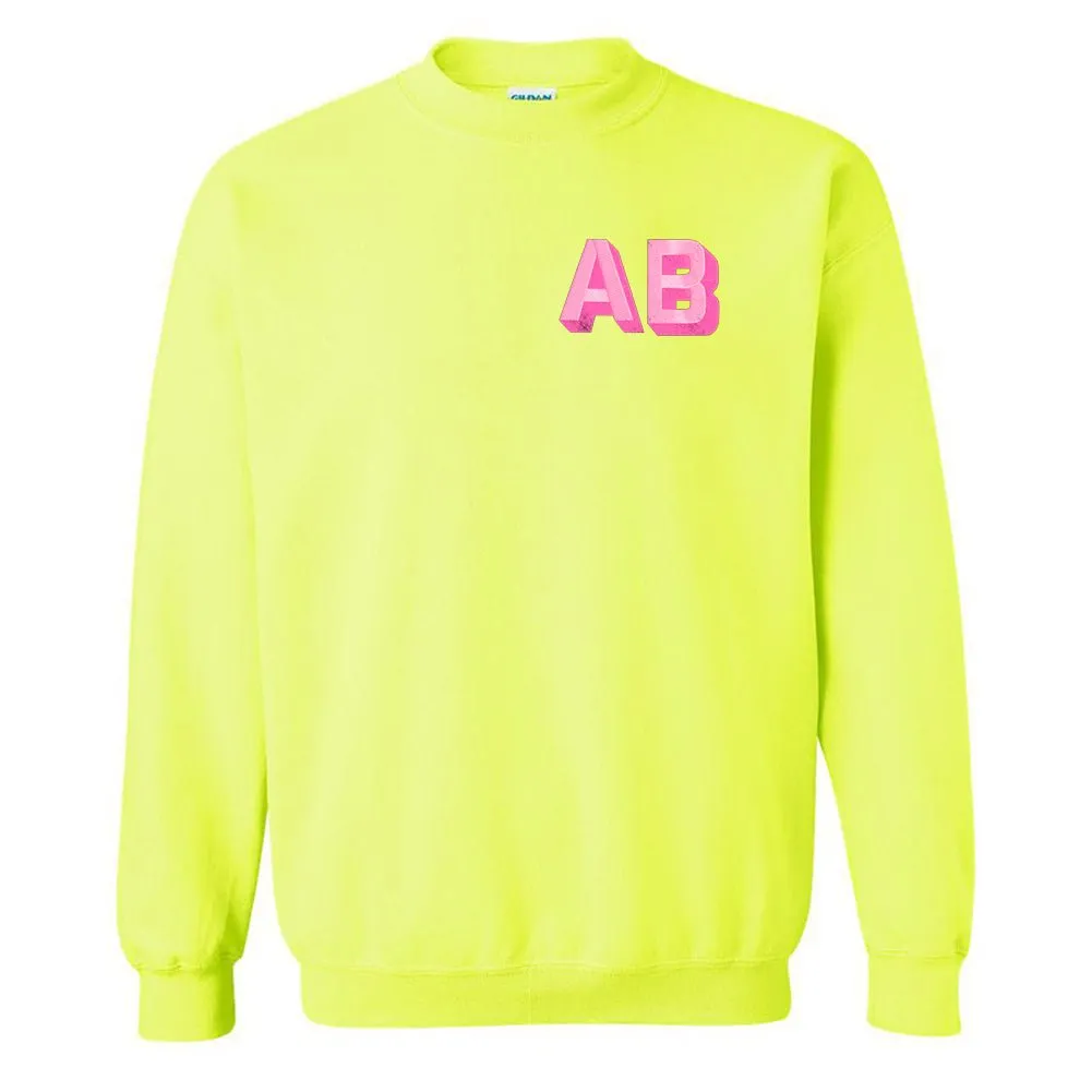 Initialed Shadow Block Neon Crewneck Sweatshirt