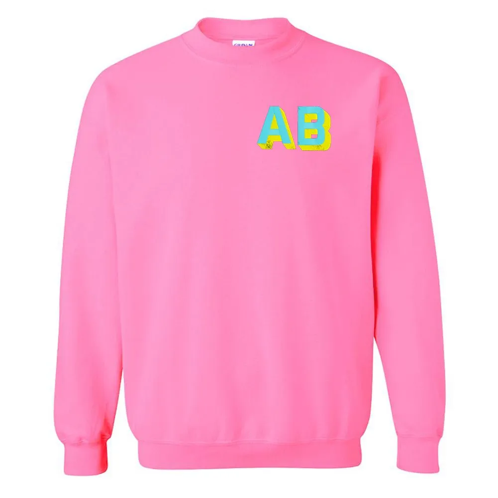 Initialed Shadow Block Neon Crewneck Sweatshirt