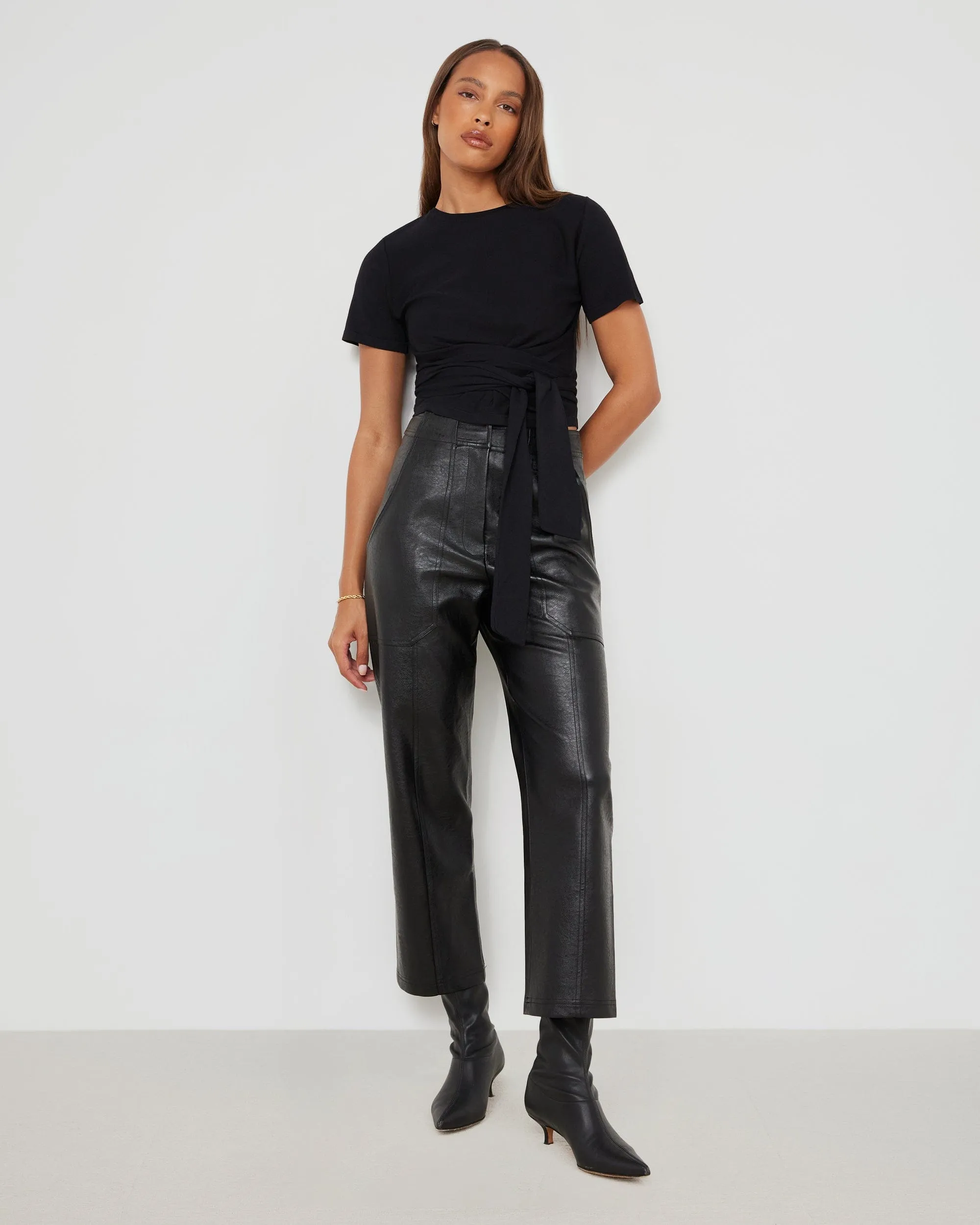 Jude Cropped Tie-Front Top