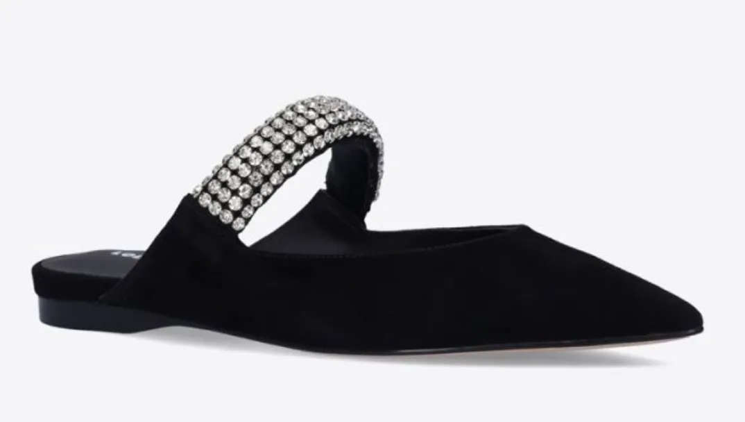 Lola Cruz Bliza Velvet Black Crystals Ballet Flats