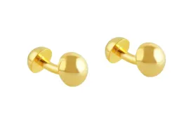 Men's 18kt Yellow Gold Round Plain Cufflinks