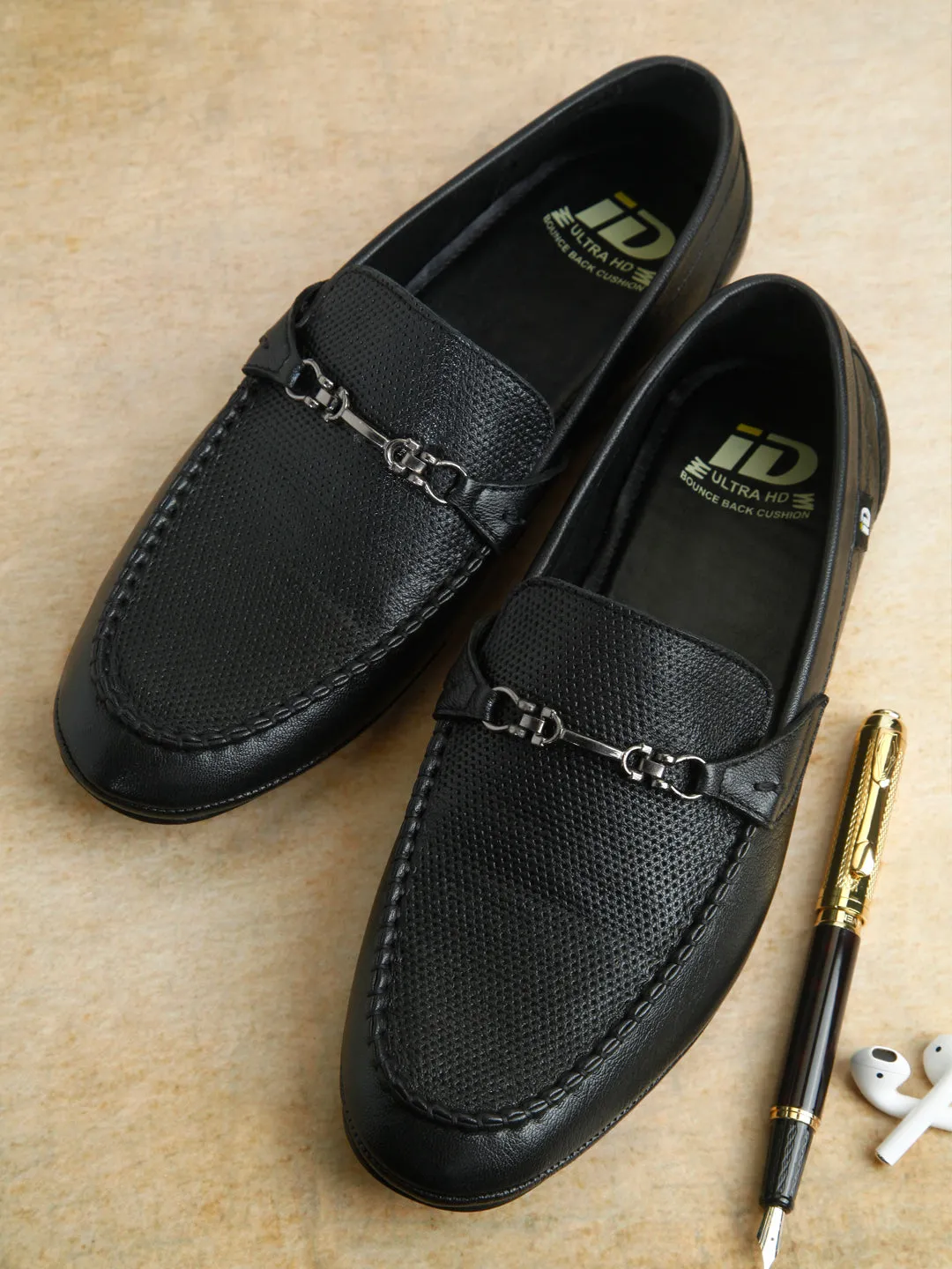 Men's Black Classic Metal Trim Saddle Loafer (ID1121)