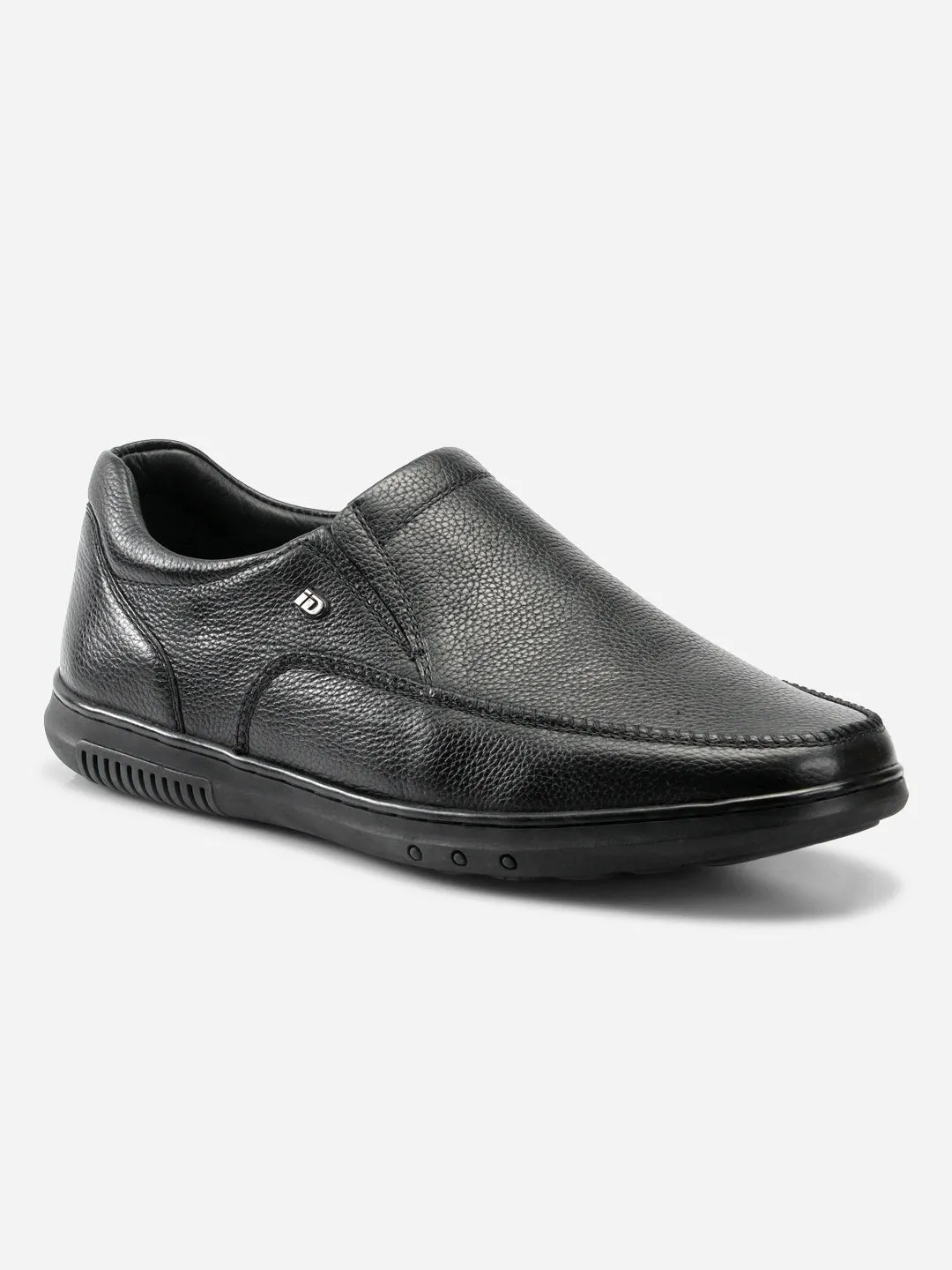 Men's Black Regular Moc Toe Slip On Semi Formal (ID2149)