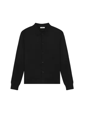 Mens DNA Knitted Collared Shirt—black