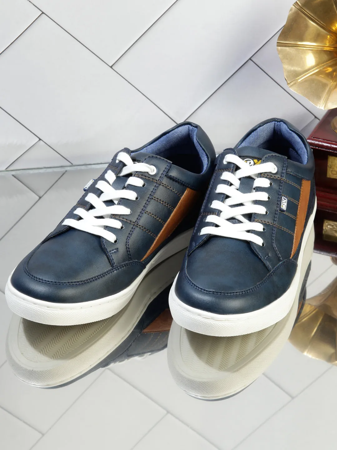 Men's Navy Lace Up Smart Casual Sneaker (IX1057)