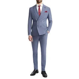 Men's Suit Grey 2 Piece Double Breasted Tailored Fit