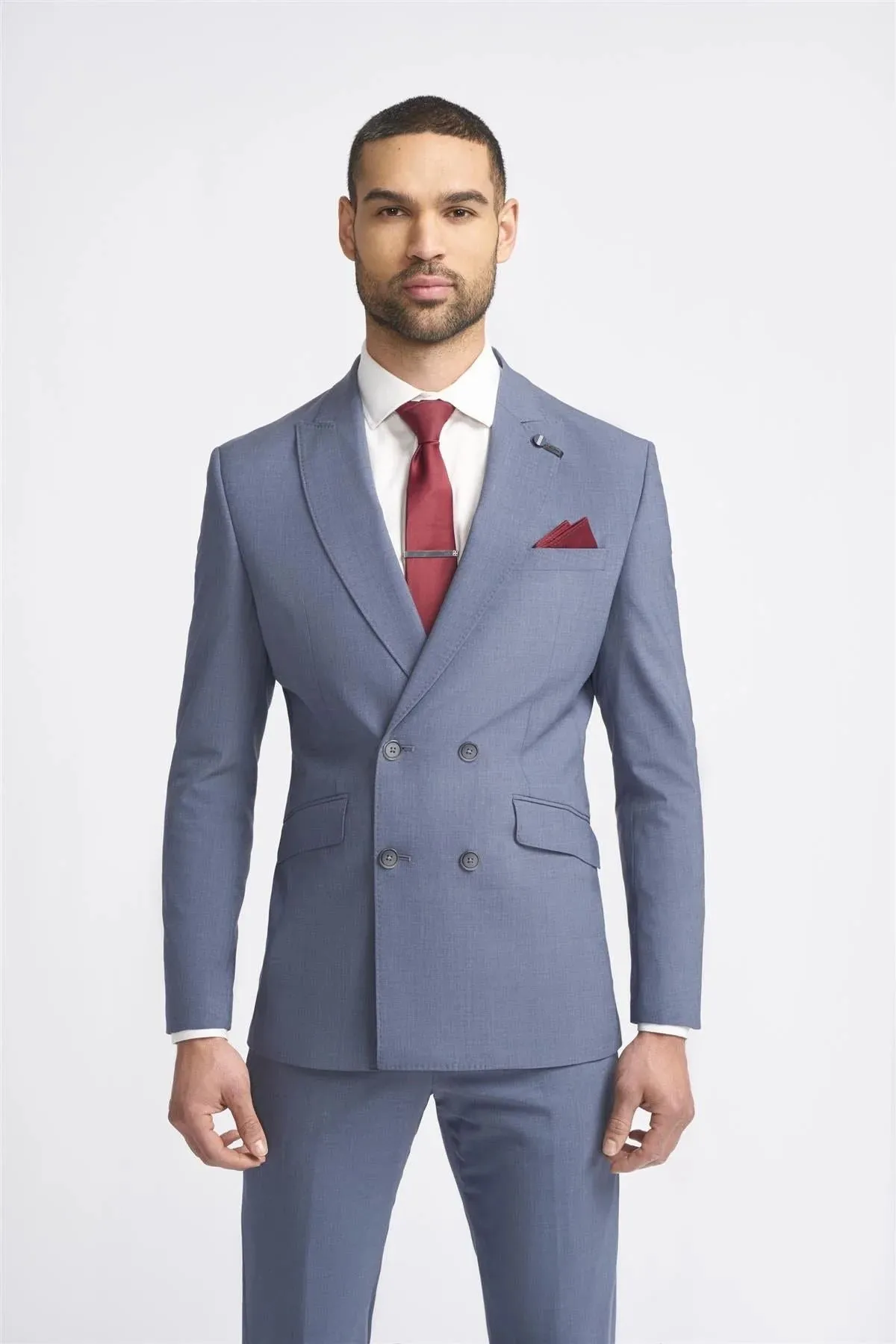 Men's Suit Grey 2 Piece Double Breasted Tailored Fit