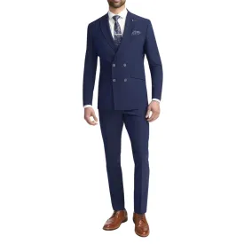 Men's Suit Navy Blue 2 Piece Double Breasted Tailored Fit