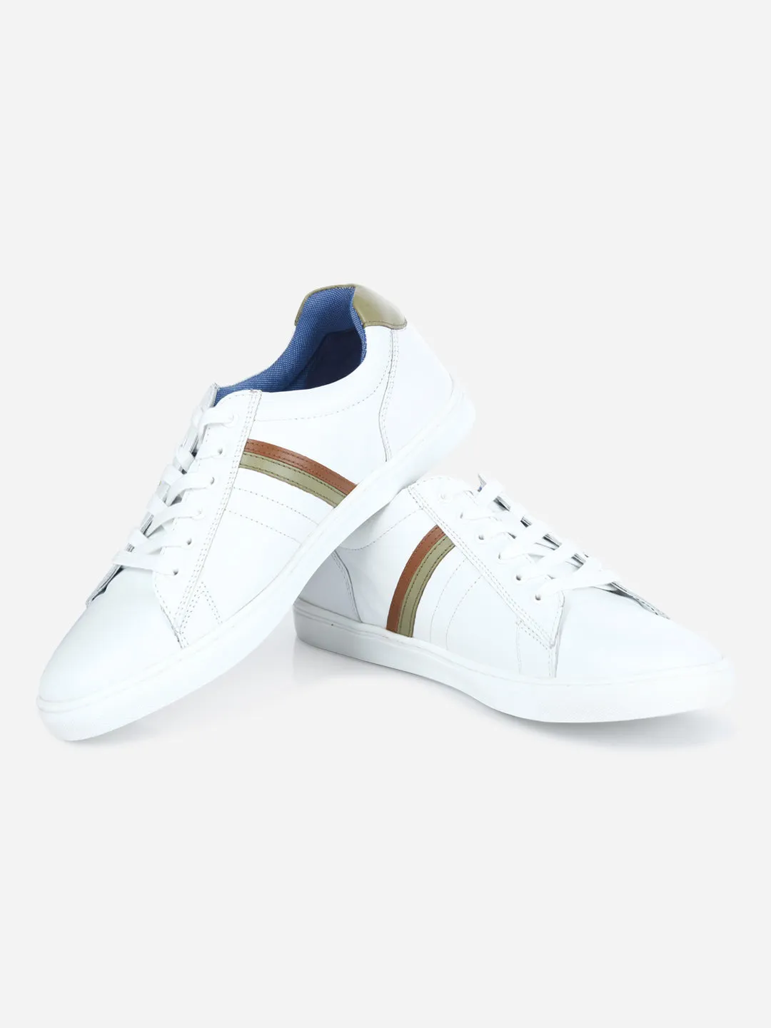 Men's White Lace Up  Casual Sneaker (ID3056)