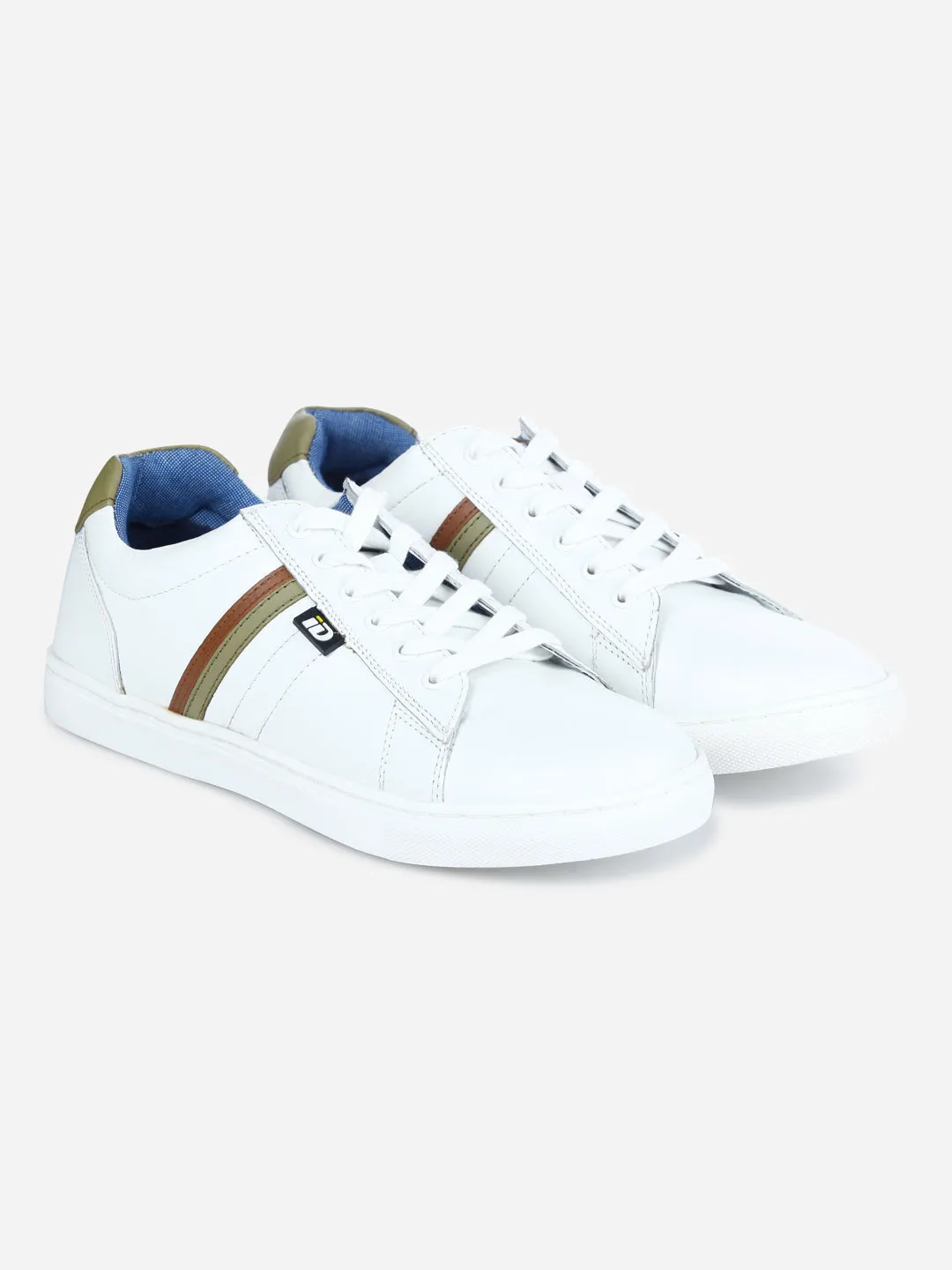 Men's White Lace Up  Casual Sneaker (ID3056)