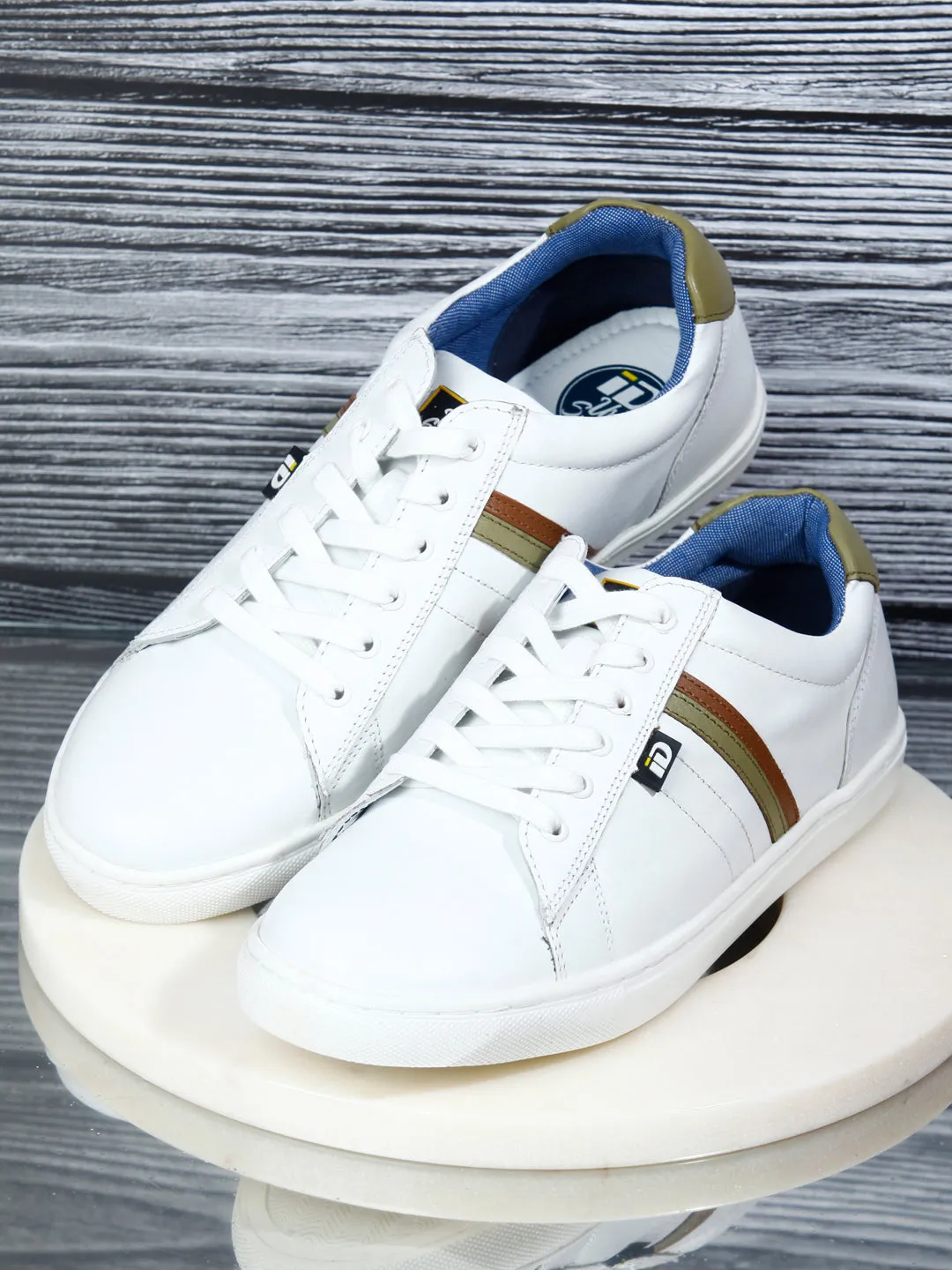 Men's White Lace Up  Casual Sneaker (ID3056)