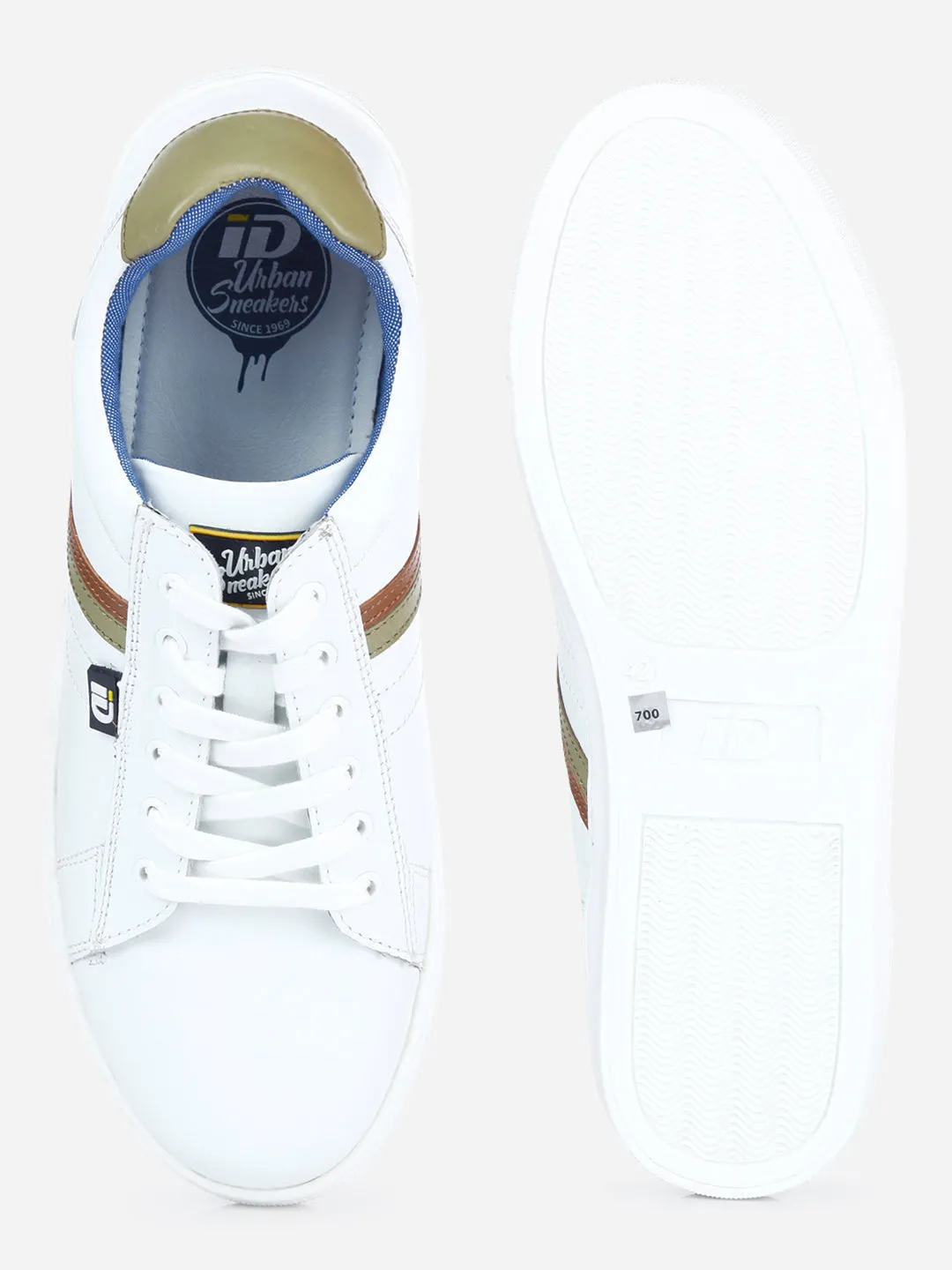 Men's White Lace Up  Casual Sneaker (ID3056)