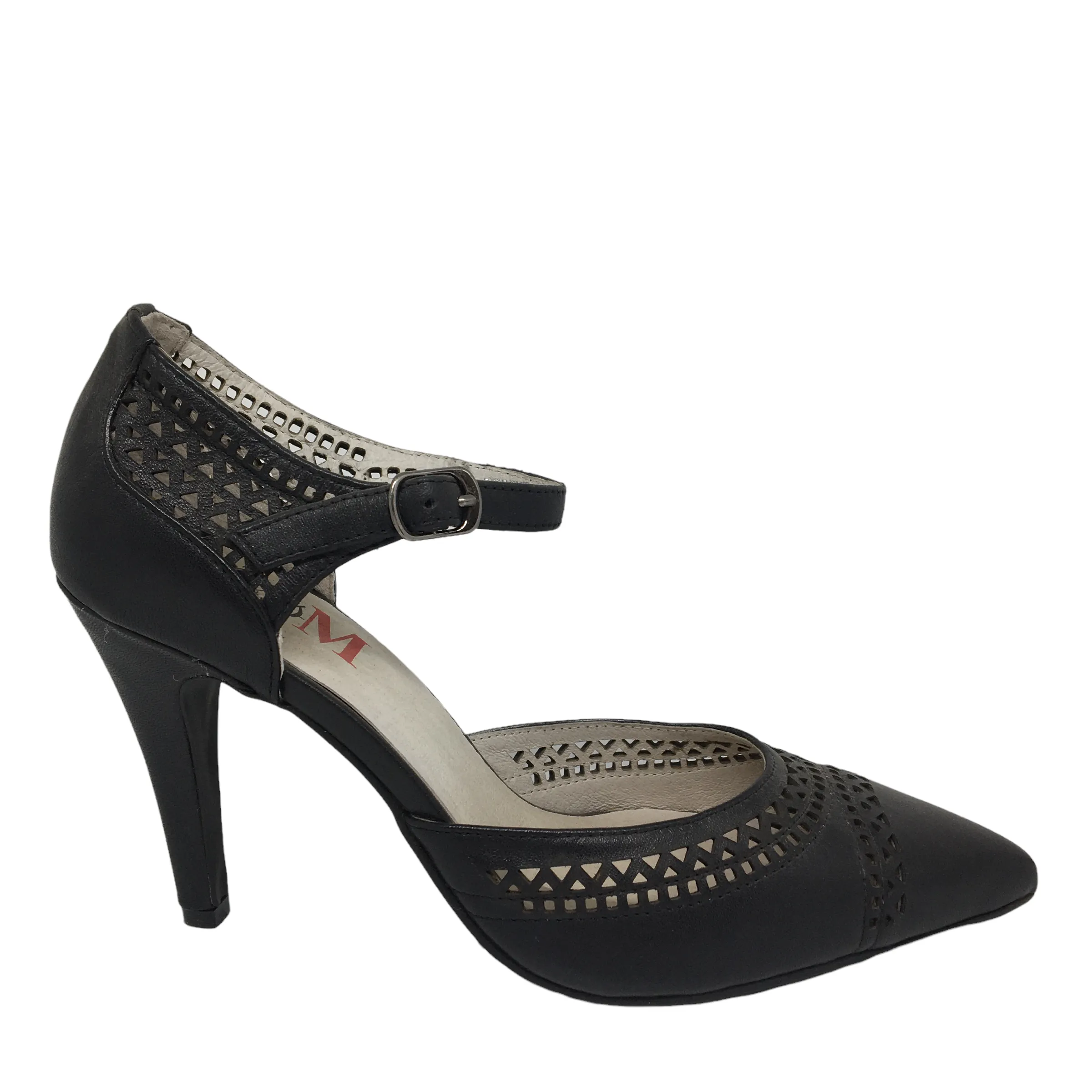 Miss M Serene Black Leather Heel