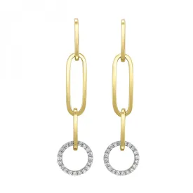 Paperclip Chain and Diamond Circle Earrings