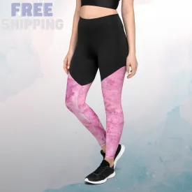 Pink Tie Dye Print Womens Compression Sports Leggings Gym Gift