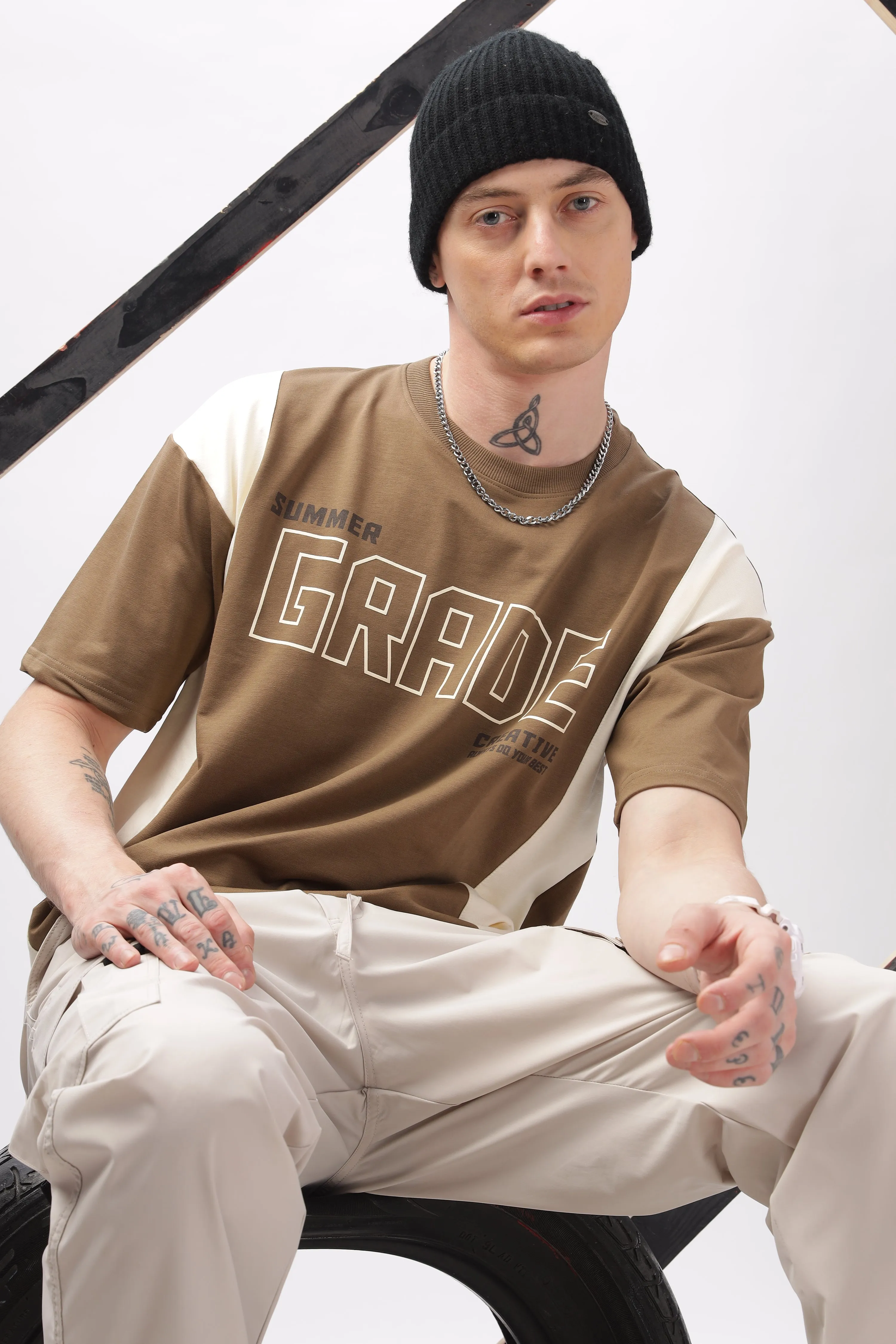 Summer Grade Drop Shoulder Brown T-shirt