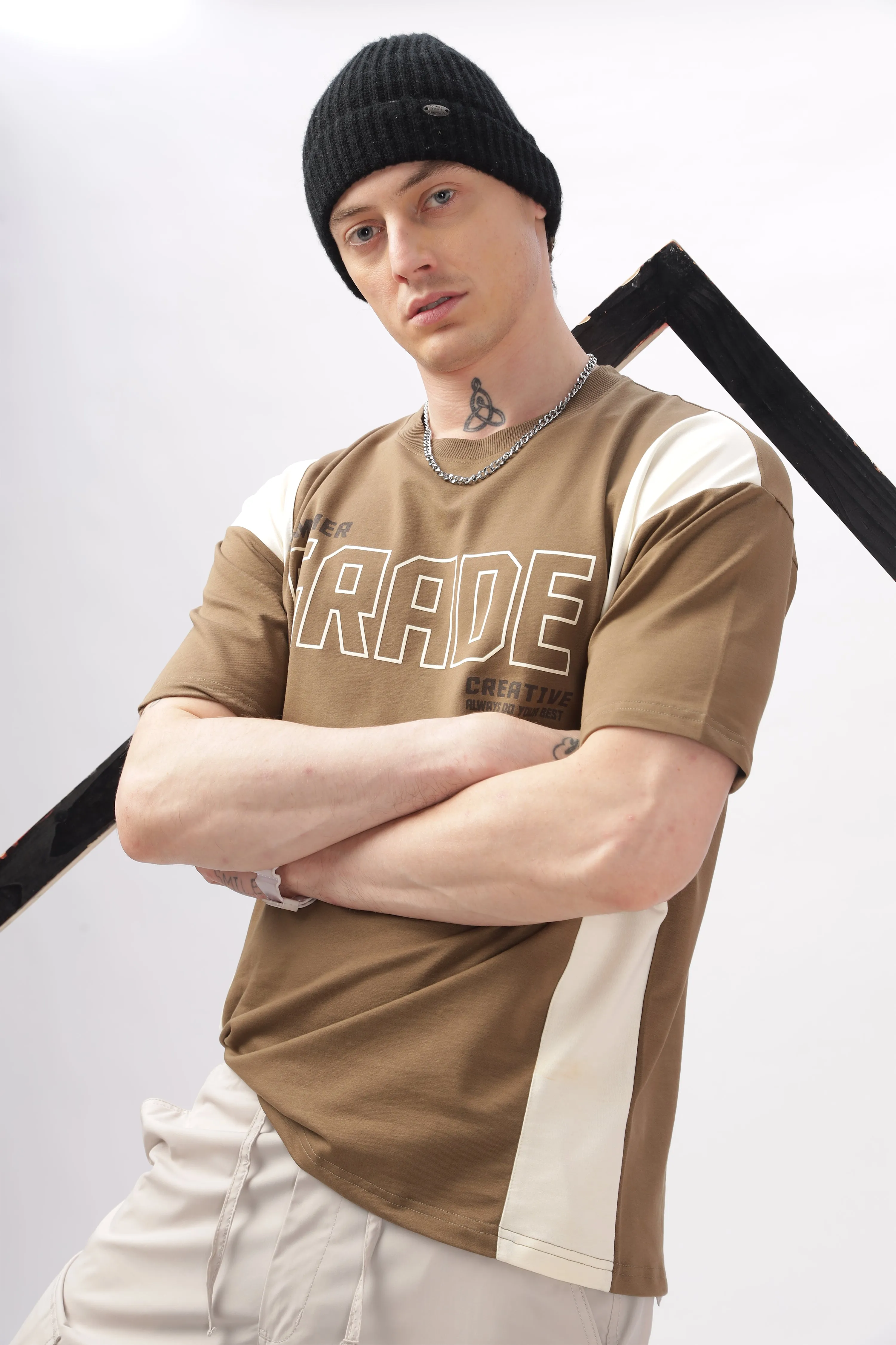 Summer Grade Drop Shoulder Brown T-shirt