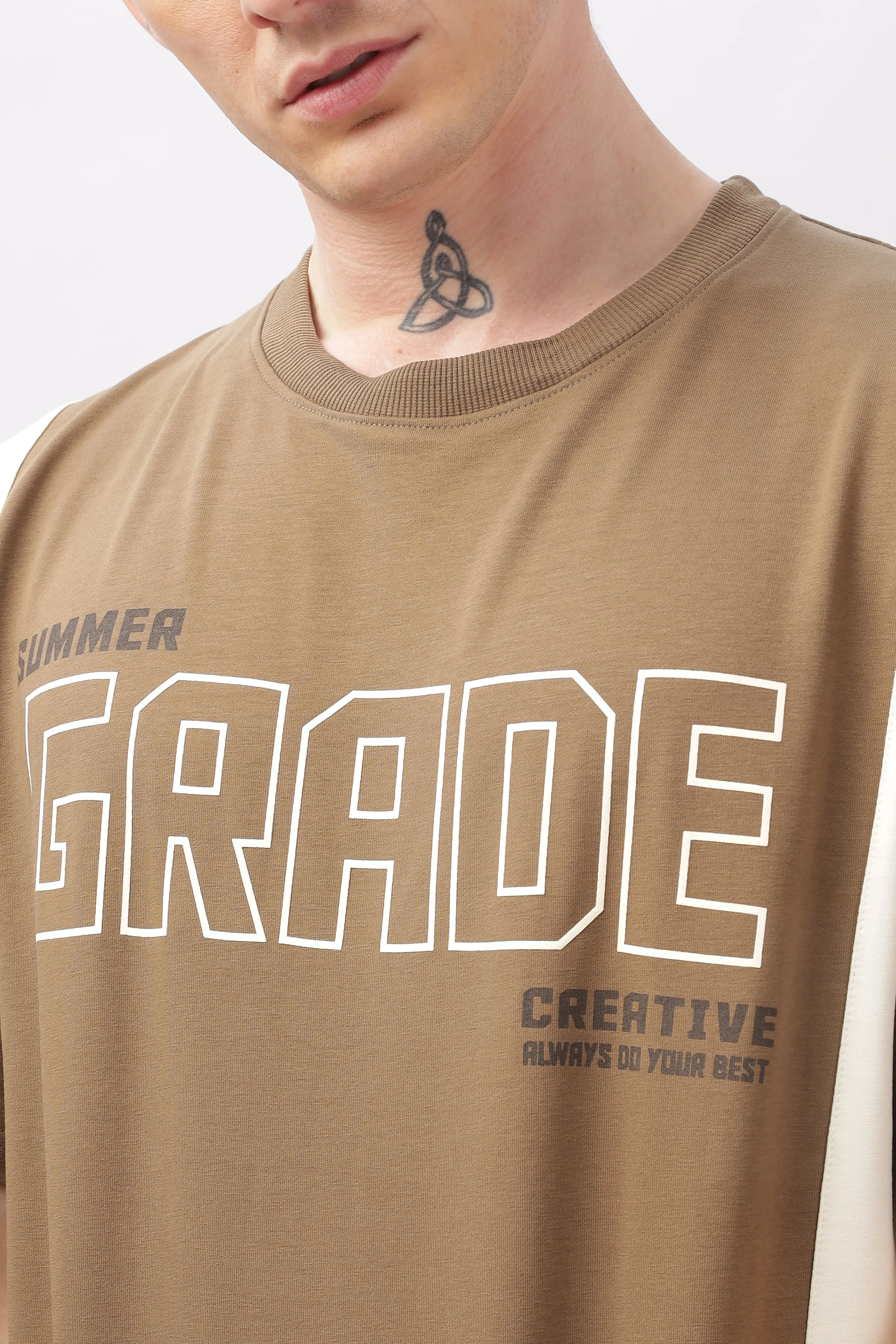 Summer Grade Drop Shoulder Brown T-shirt