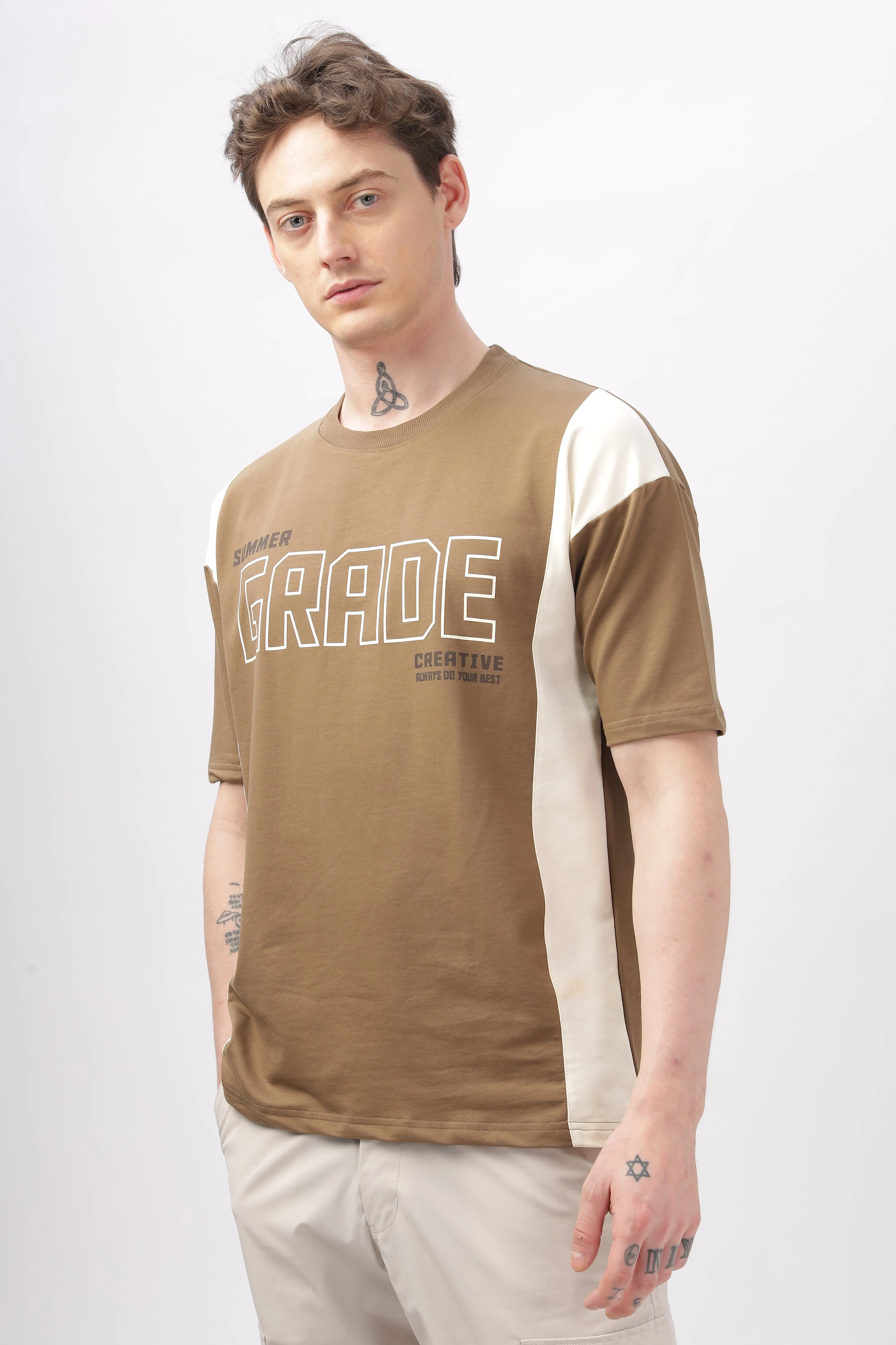 Summer Grade Drop Shoulder Brown T-shirt