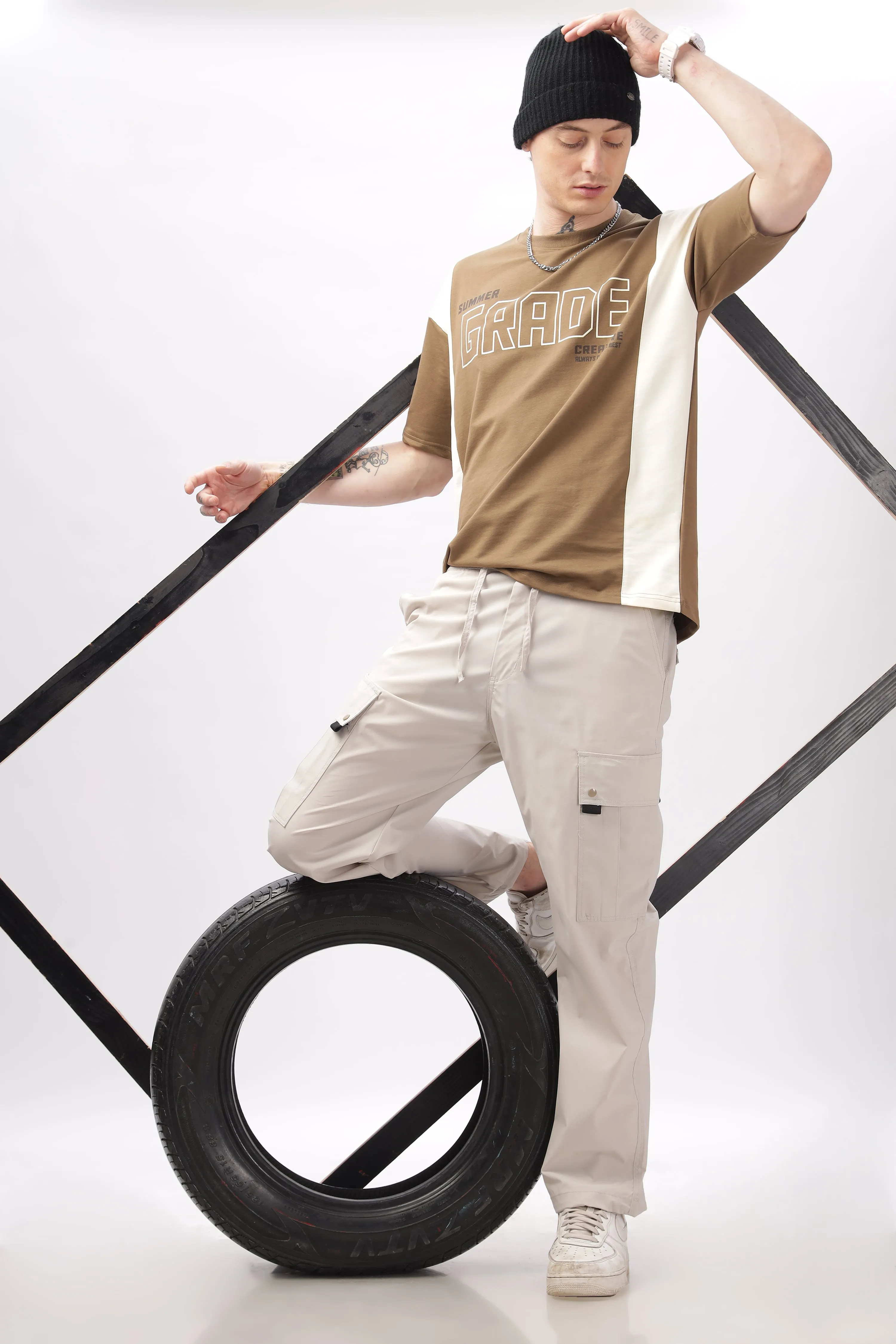 Summer Grade Drop Shoulder Brown T-shirt