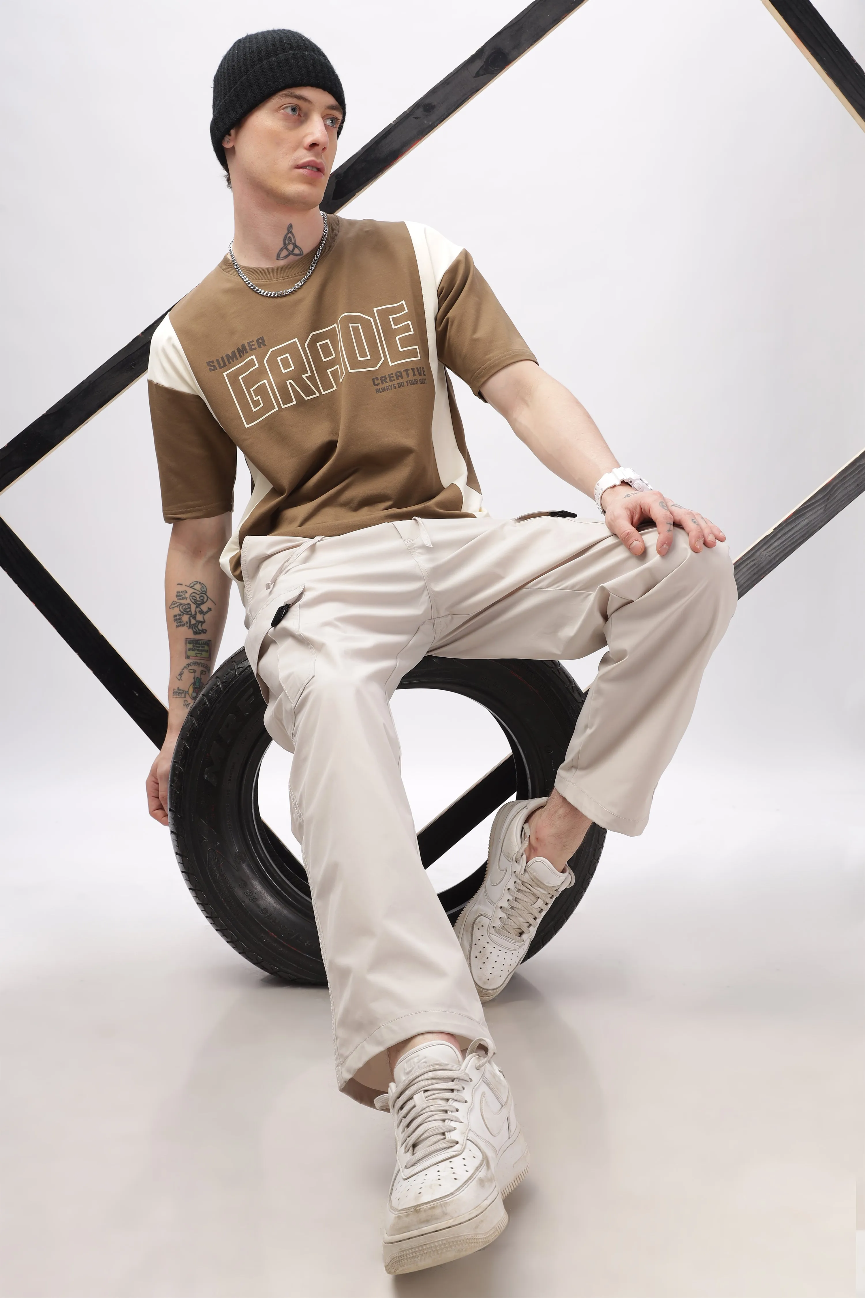 Summer Grade Drop Shoulder Brown T-shirt