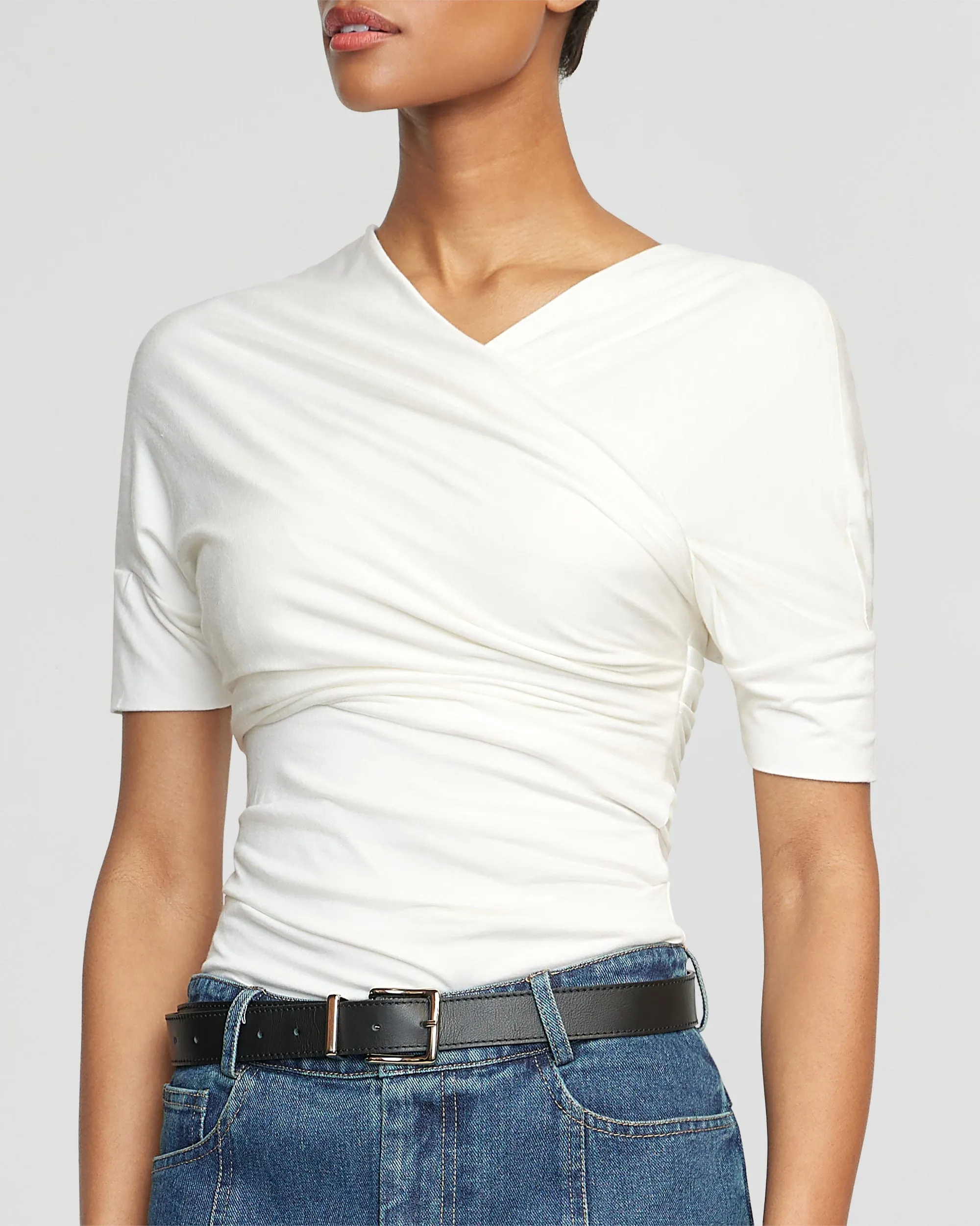 Thalia Ruched Off-Shoulder Tee