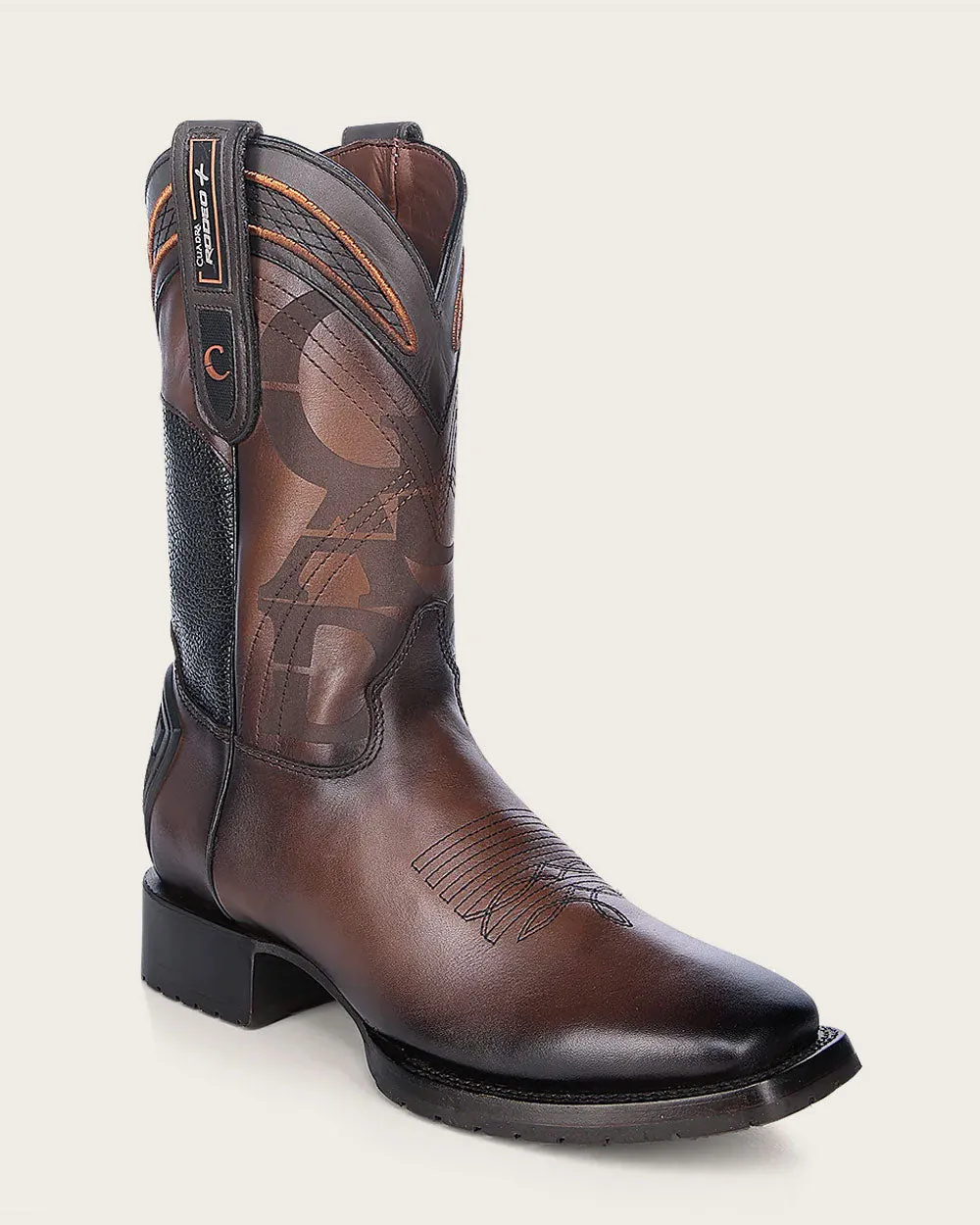 Western hand-painted brown boot