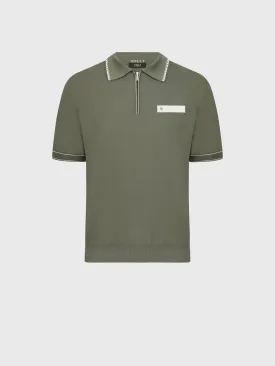 Zipped Polo Shirt with Crocodile Details