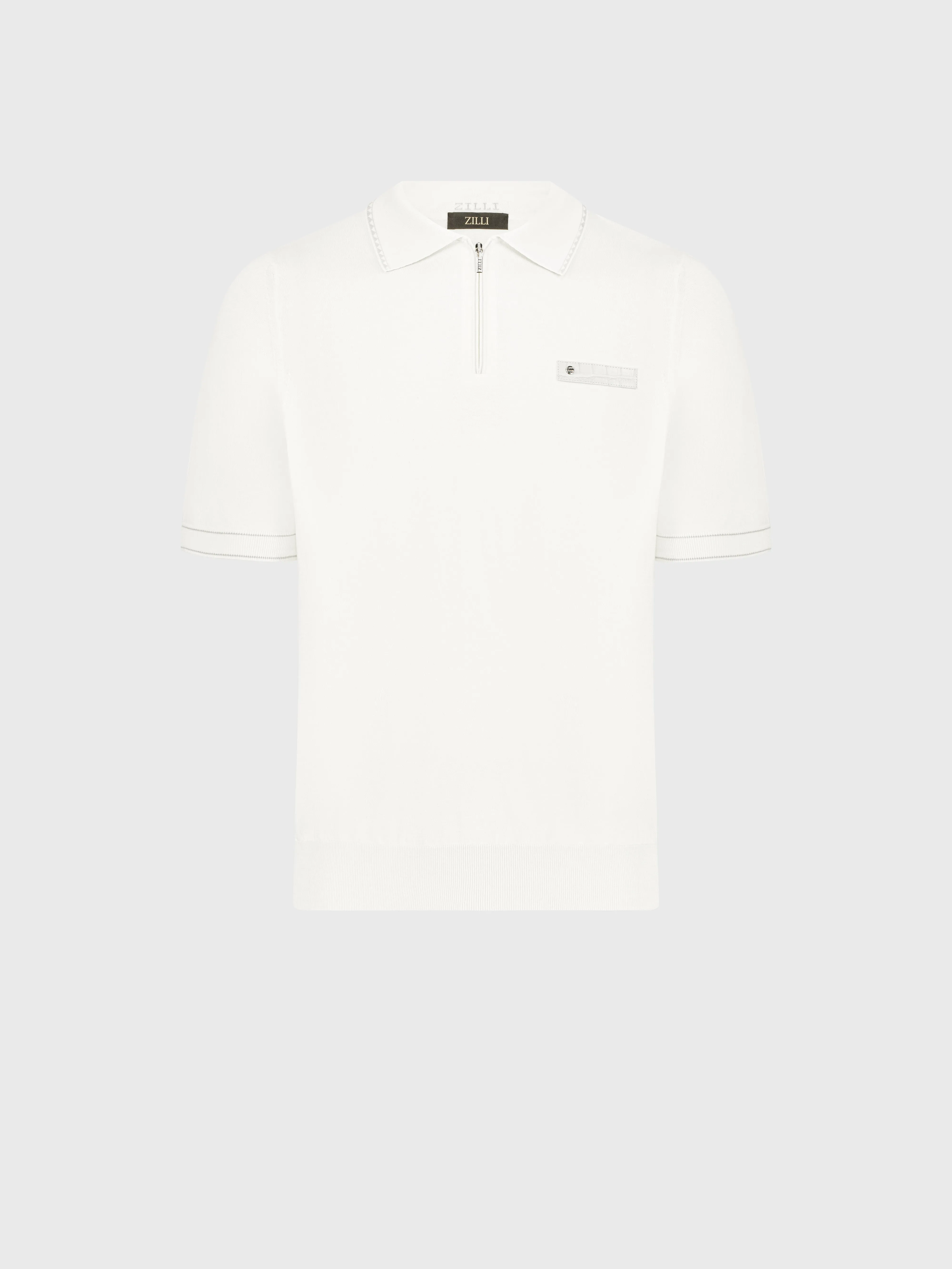 Zipped Polo Shirt with Crocodile Details